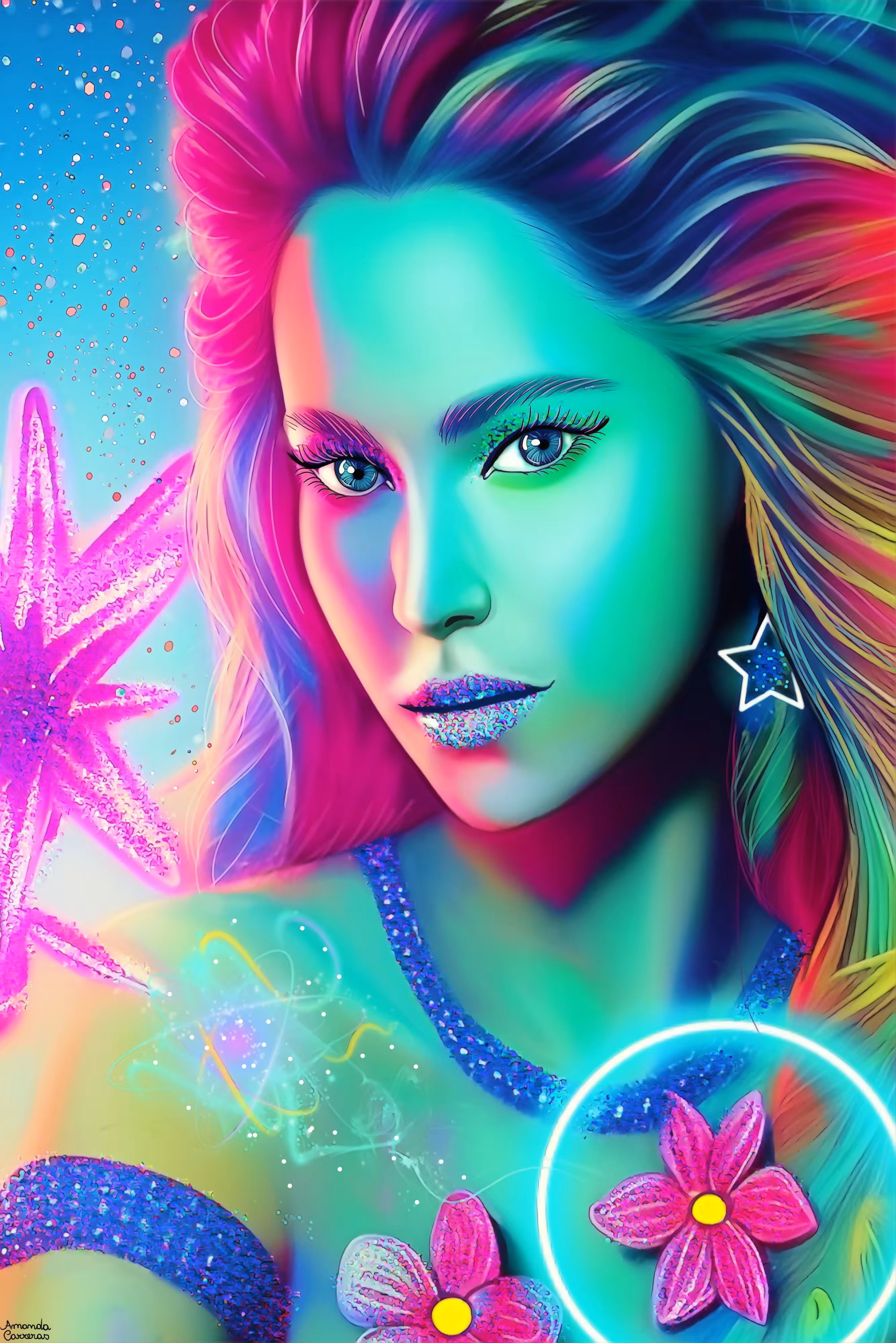 Green neon girl