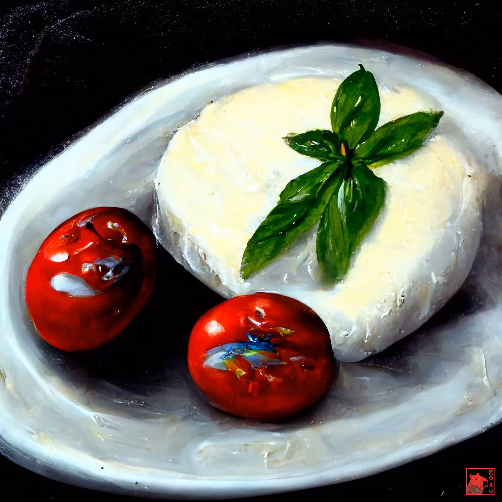Cryptofood: Mozzarella, cherry tomatoes and basil