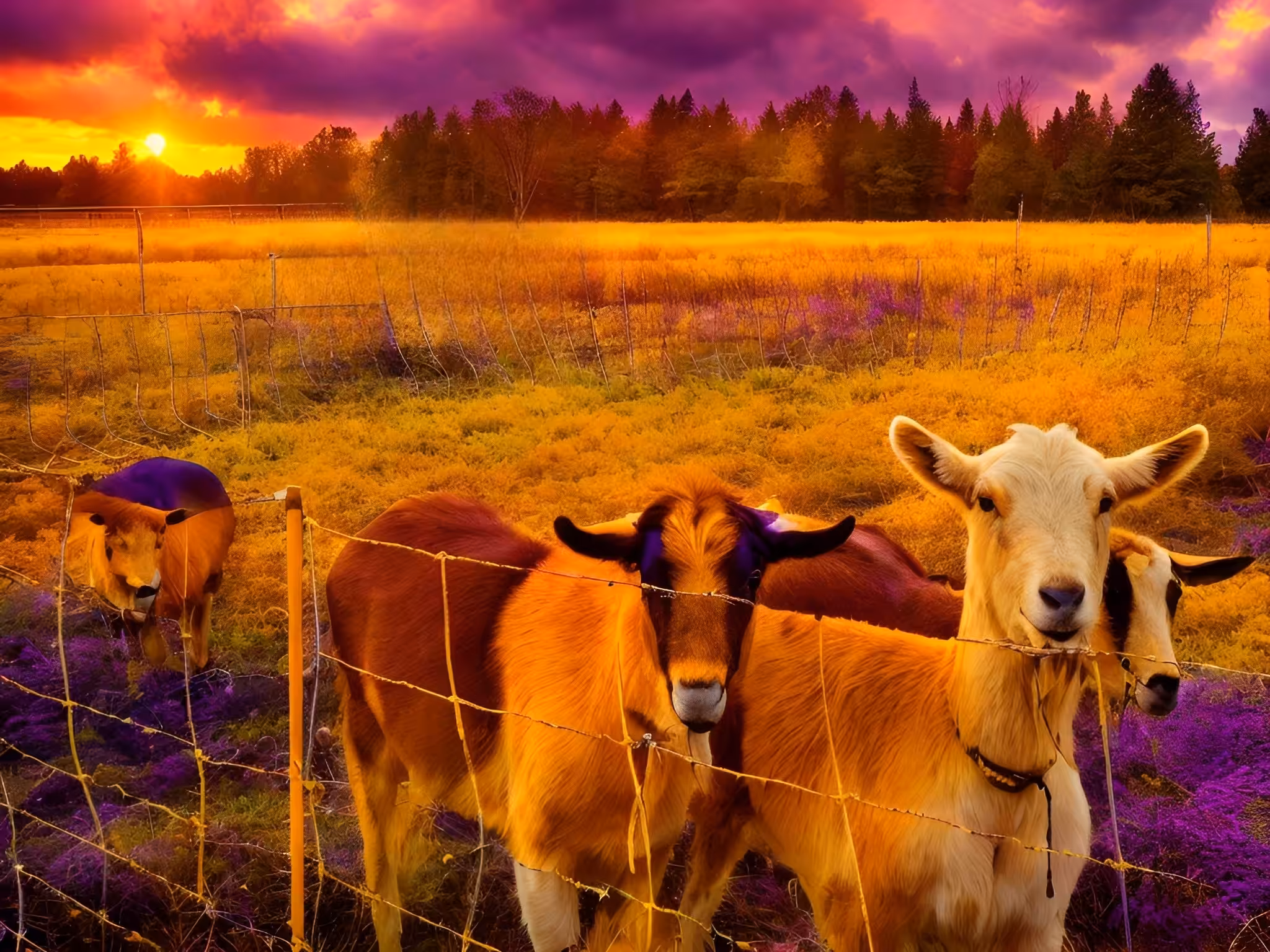 Ochre and Violet Goats