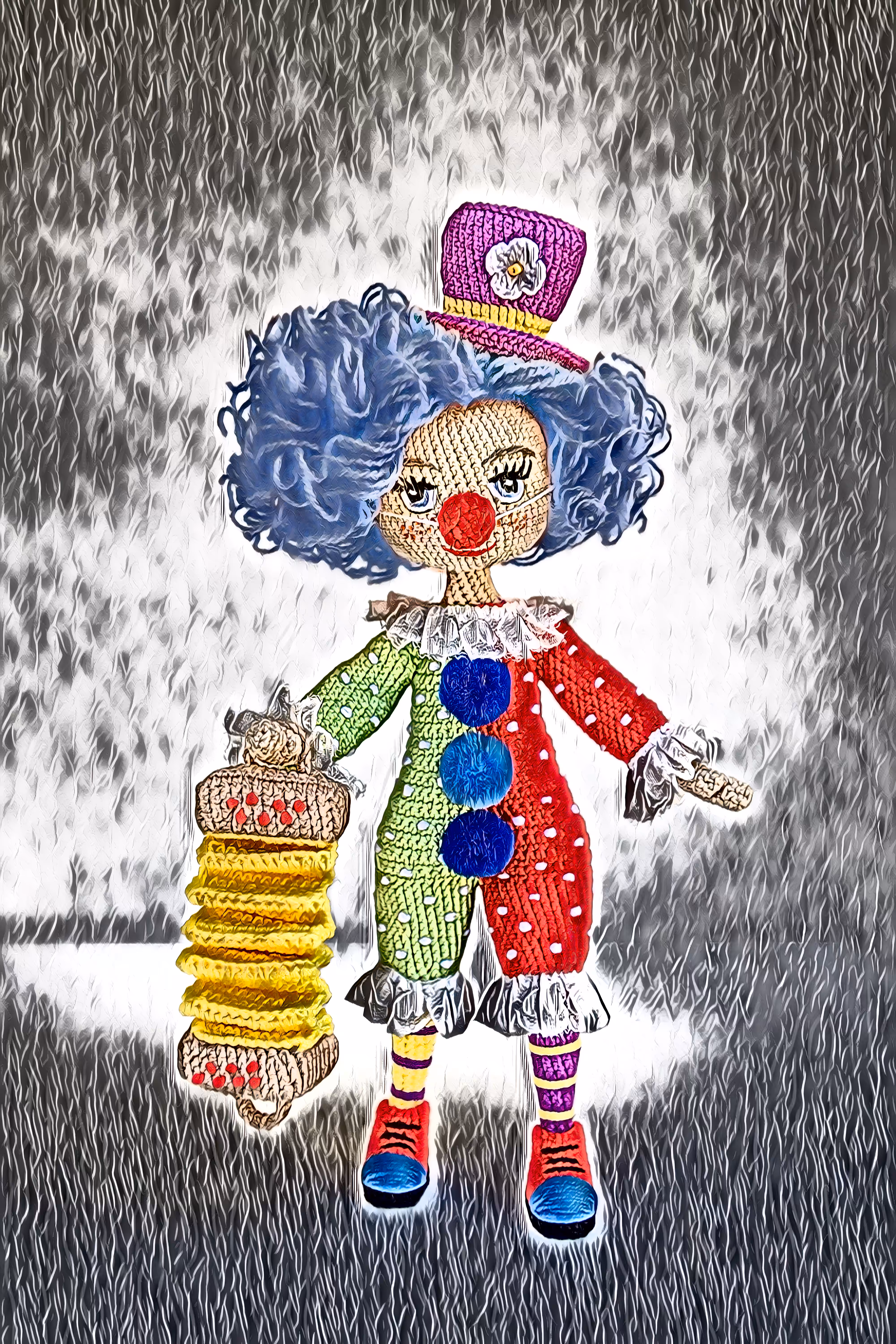 Amigurumi Clown with harmonic.