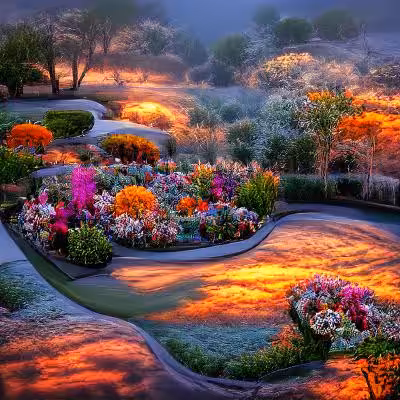 Floral Garden at Sunset 02