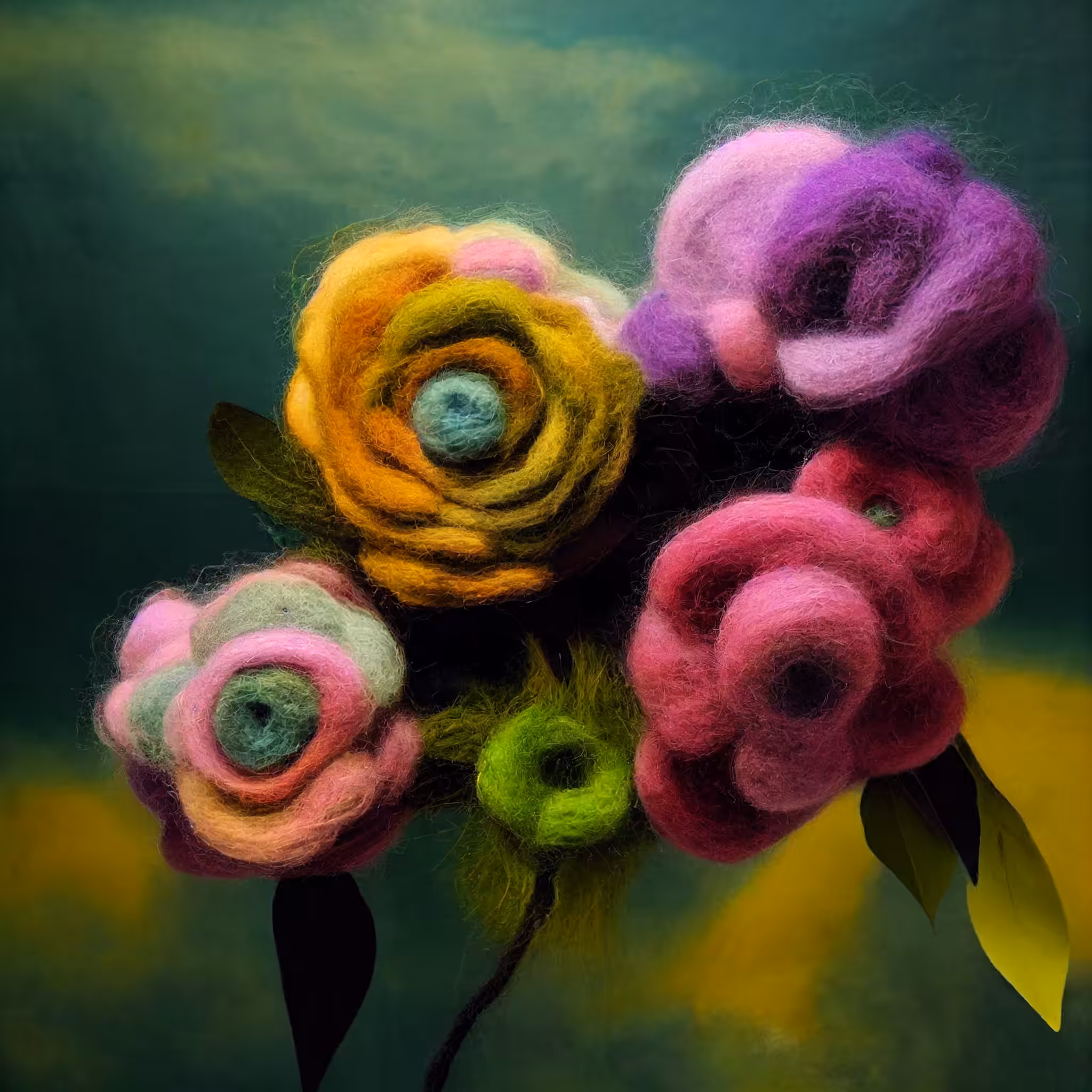 Wool made roses