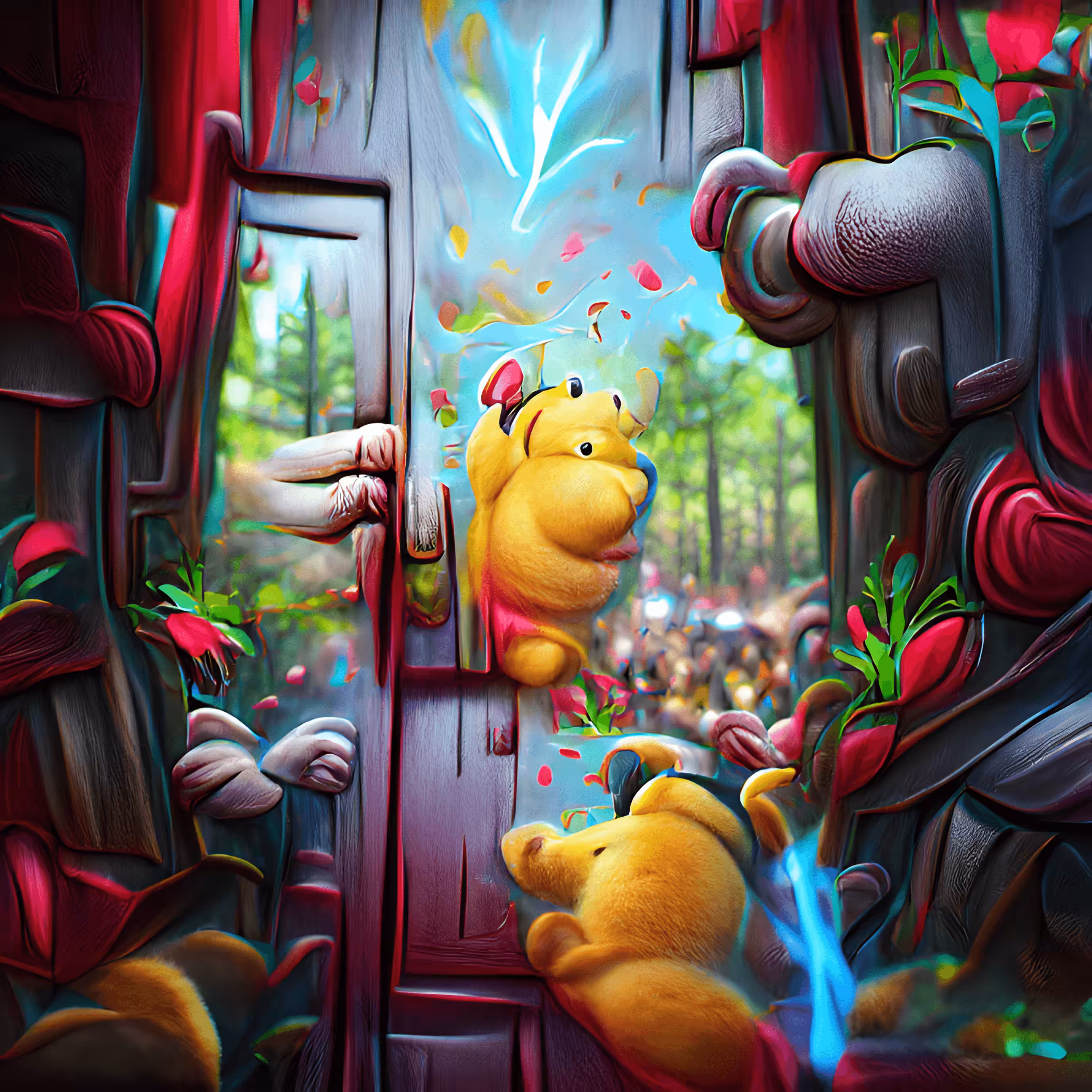 Pooh Opening the Doors to Forest Wonderland
