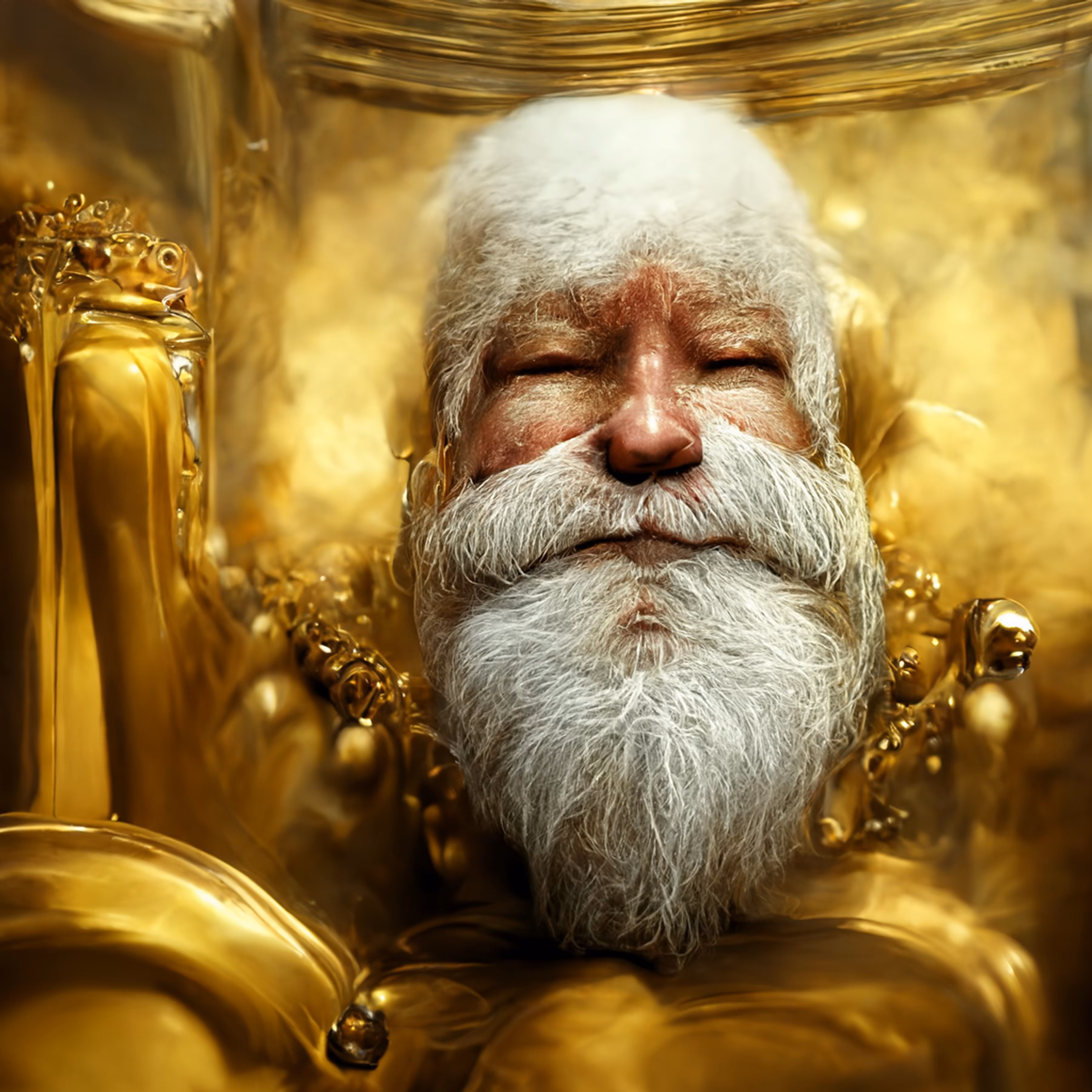 1/1 Gold Santa Claus NFT Image by Sollog Adoni and his famous Adoni Studio