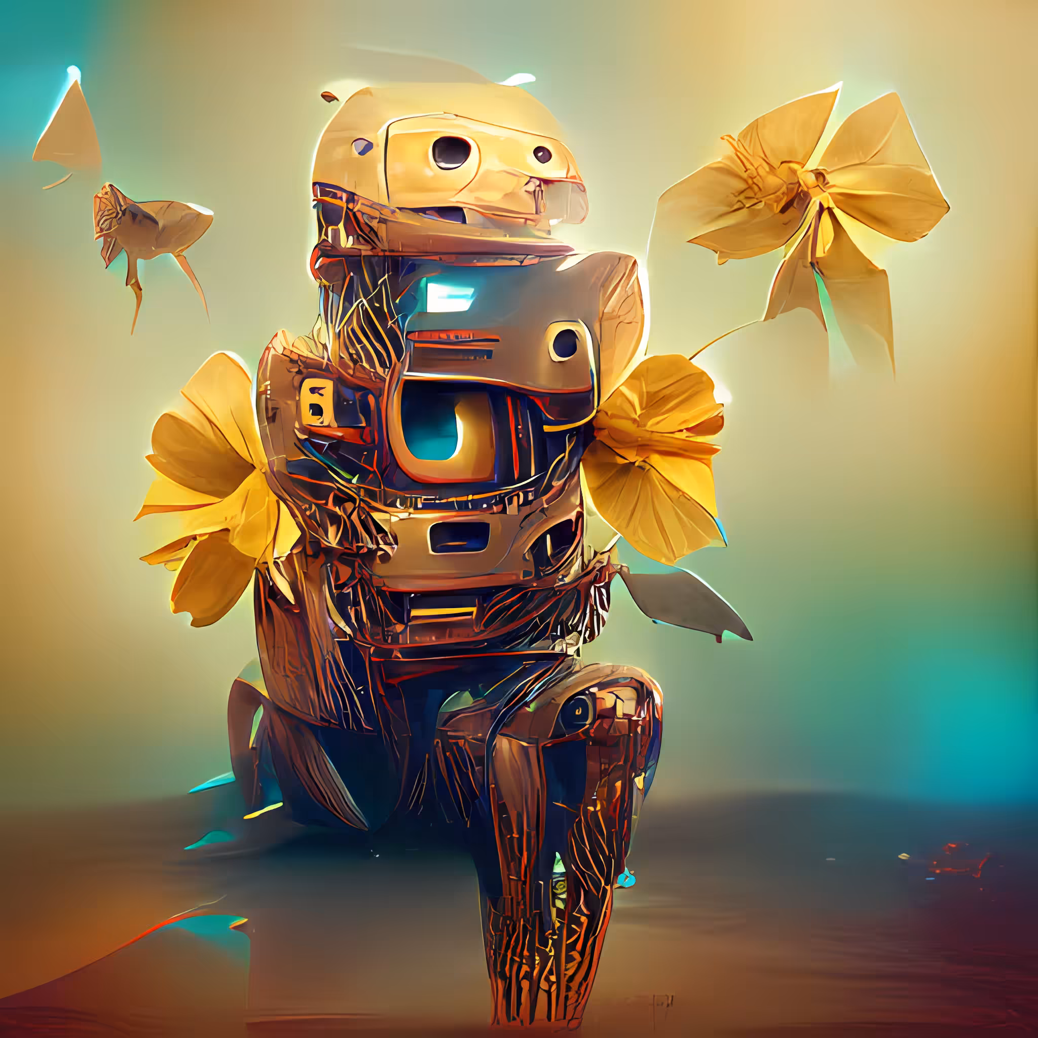 the baer robot walk to the wood  get flower gold fish #2
