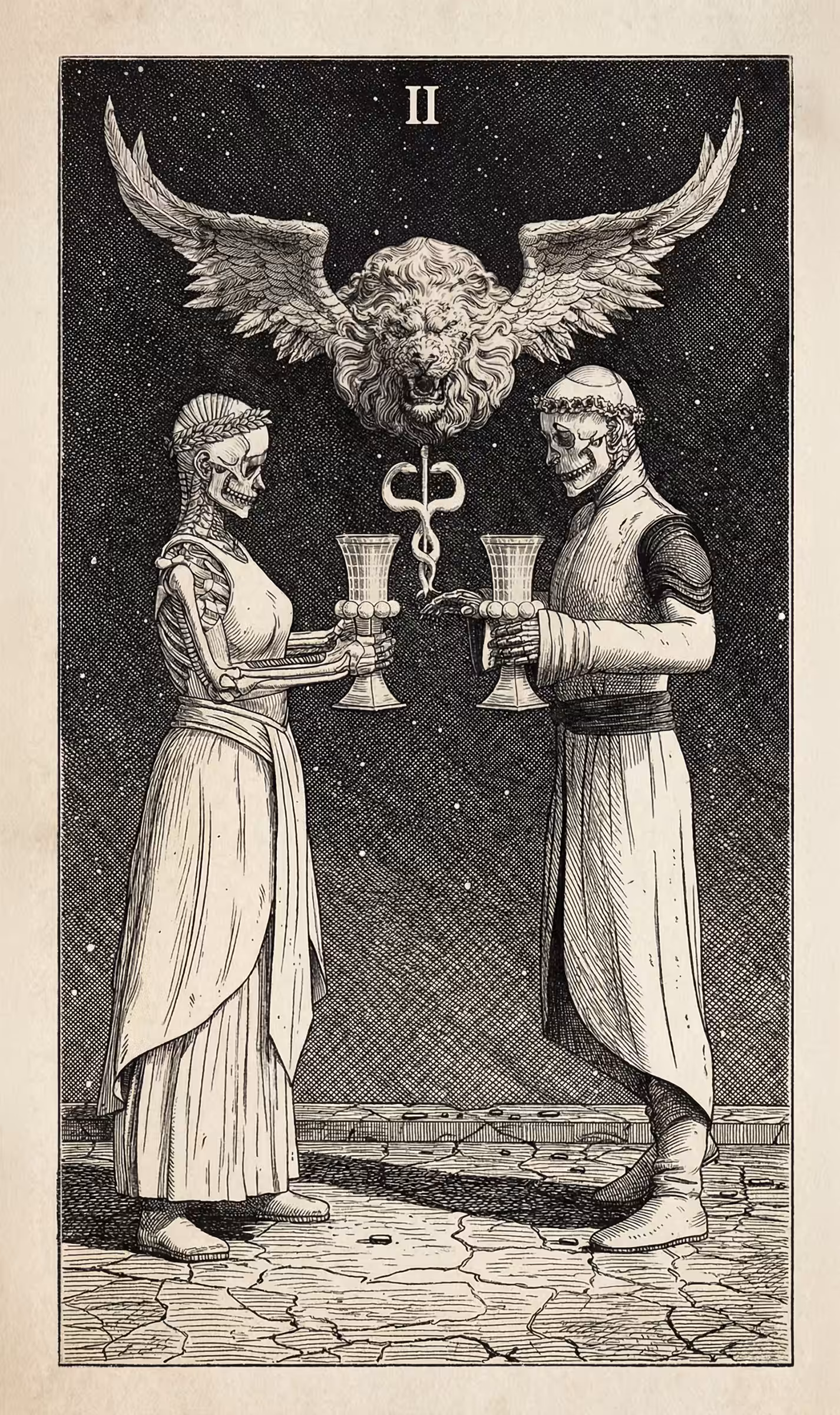 The Fool's Journey: 2 of Cups — Litho