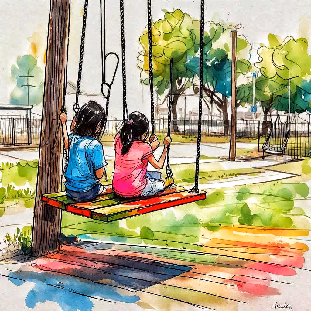 Sister playing on the park