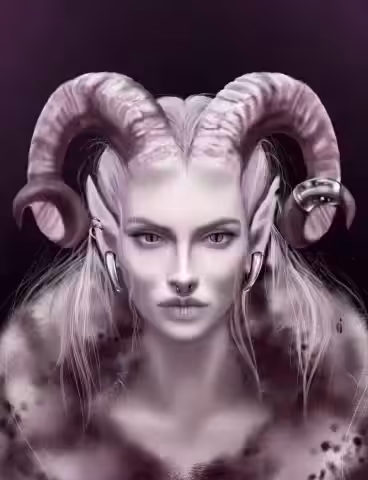 Neon horned woman