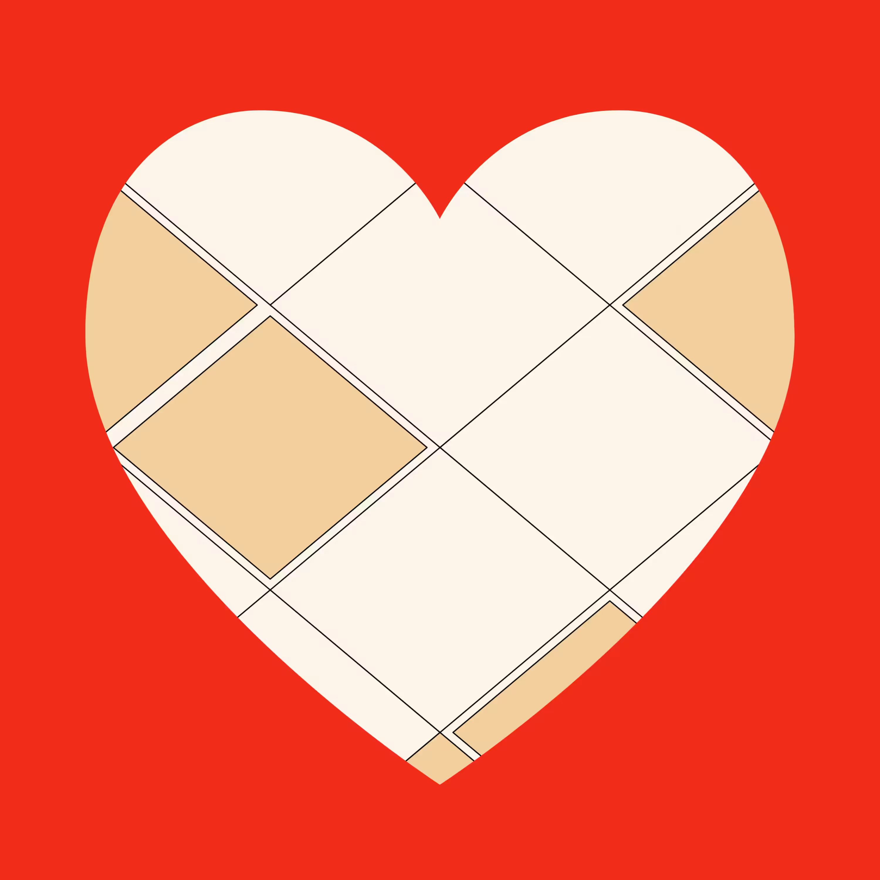 Deca Decagon RED HEART Symbol Square #15445