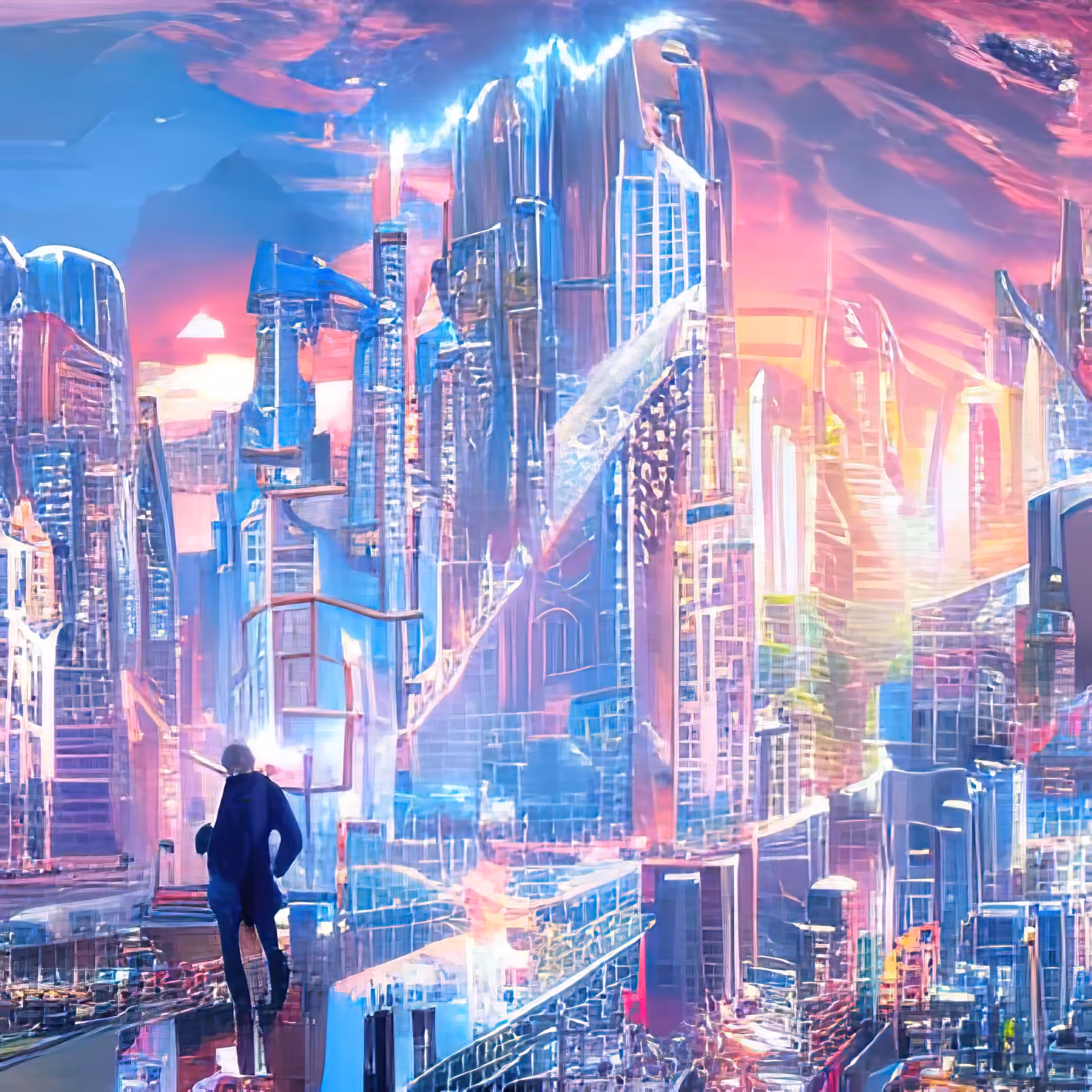 cyberpunk city panorama sunset 2065371264