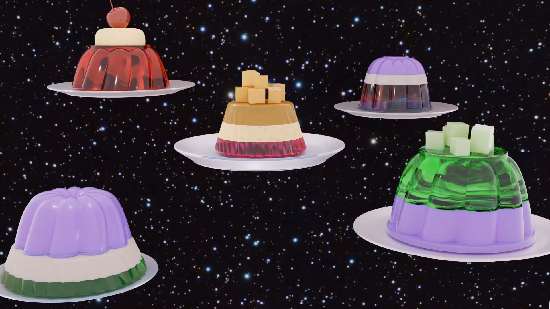 Space Jelly UFOs (unidentified flan objects) Landscape #1