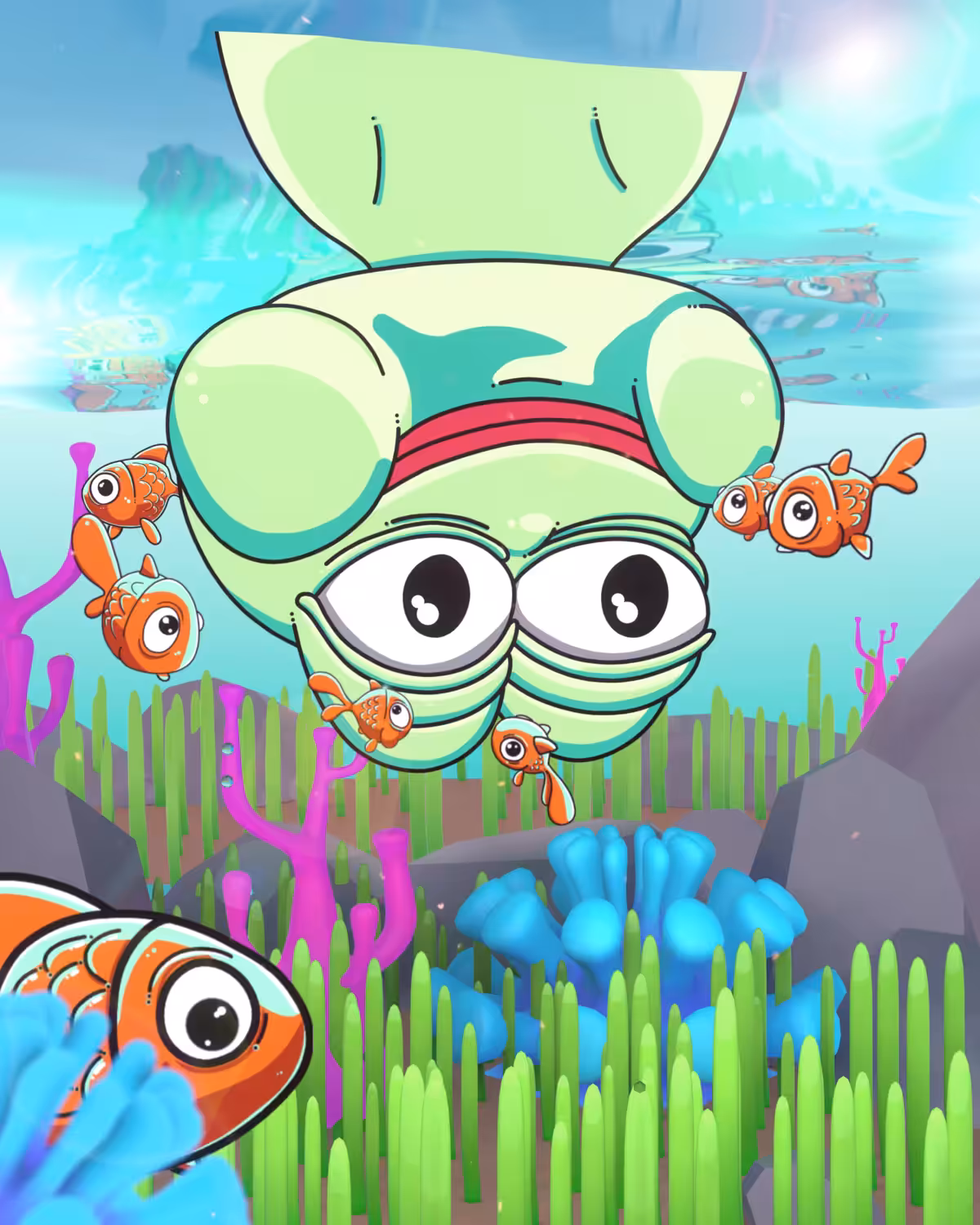 Curious Pepe & Orange fishes