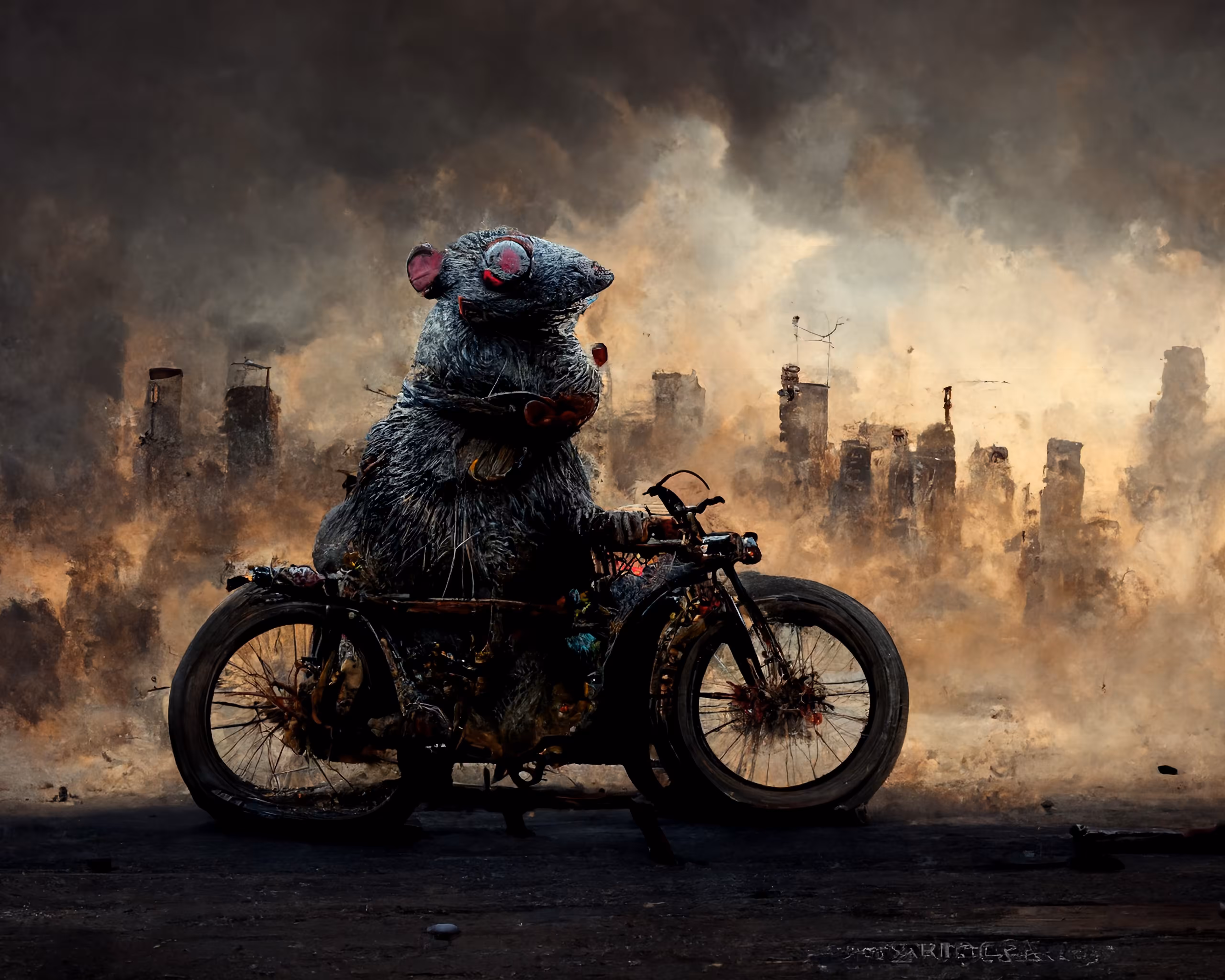 Post-apocalyptic mice bikers 1
