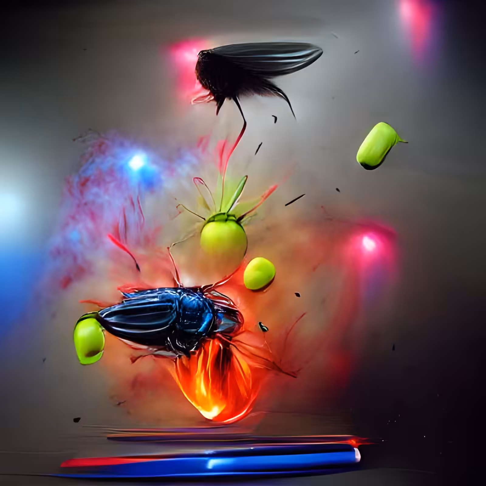 Neon bomb flies through the universe