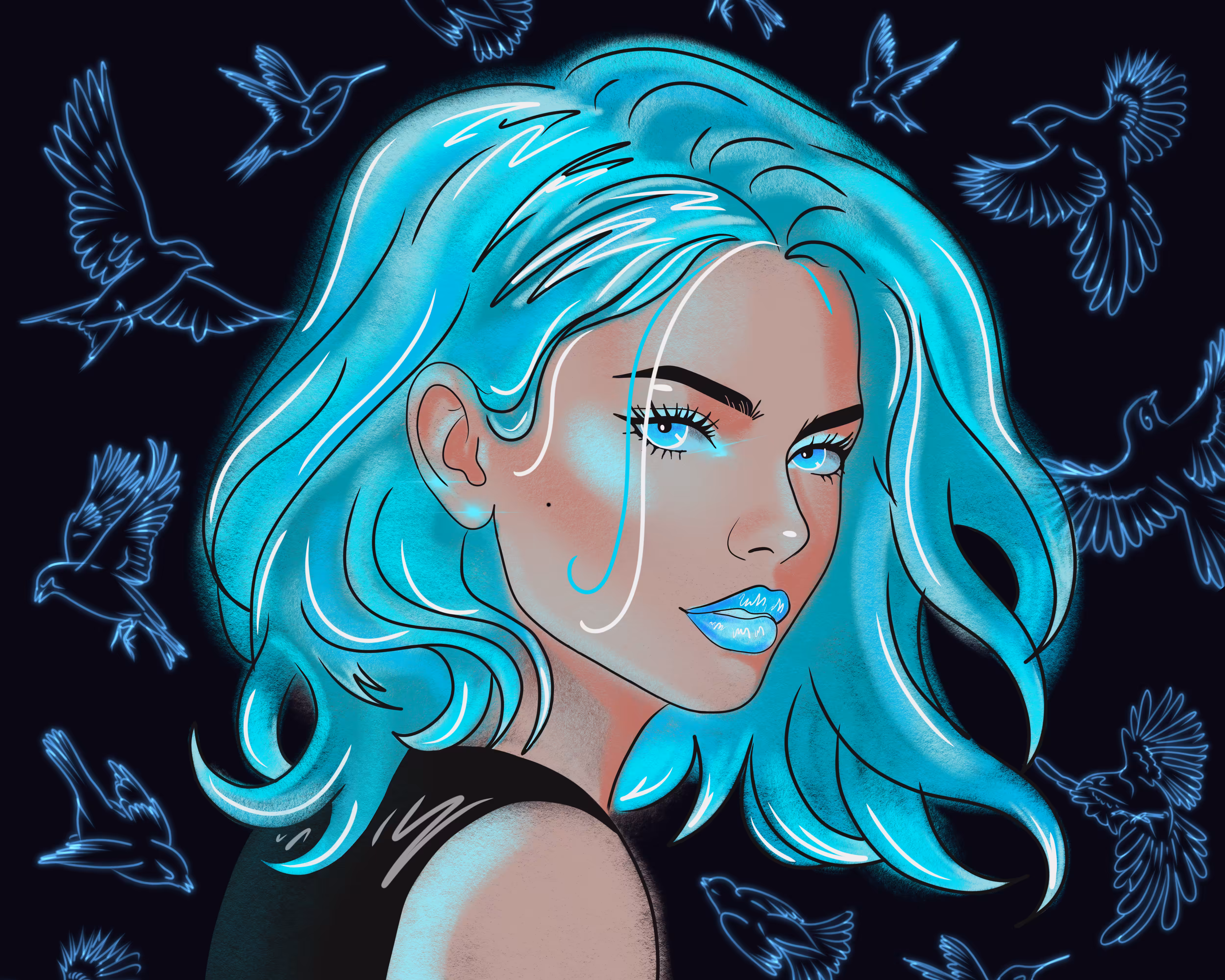 Queen Glitch with birds of luck