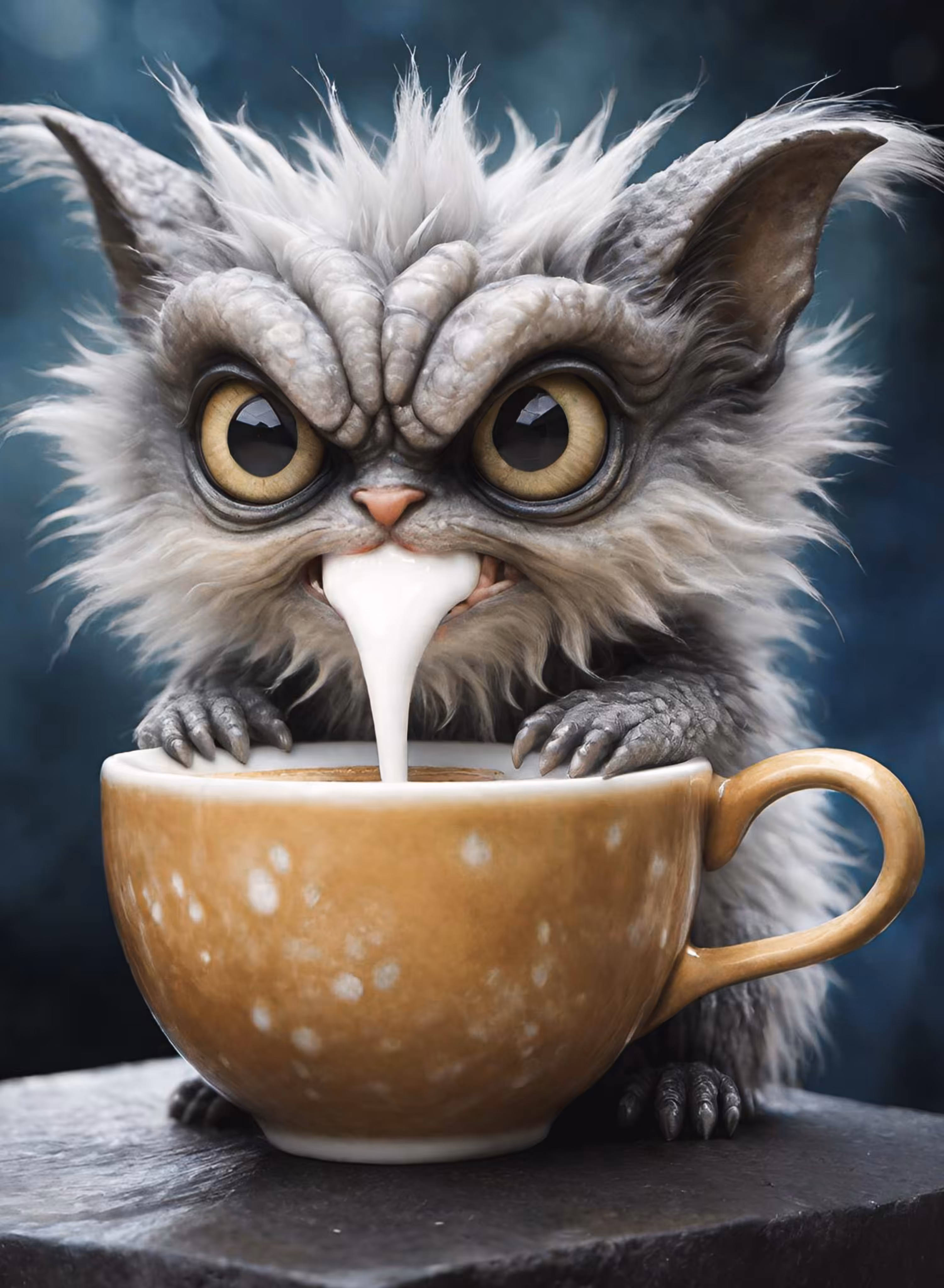 Grumpy Sips: The Mischievous Cup Creatures 001
