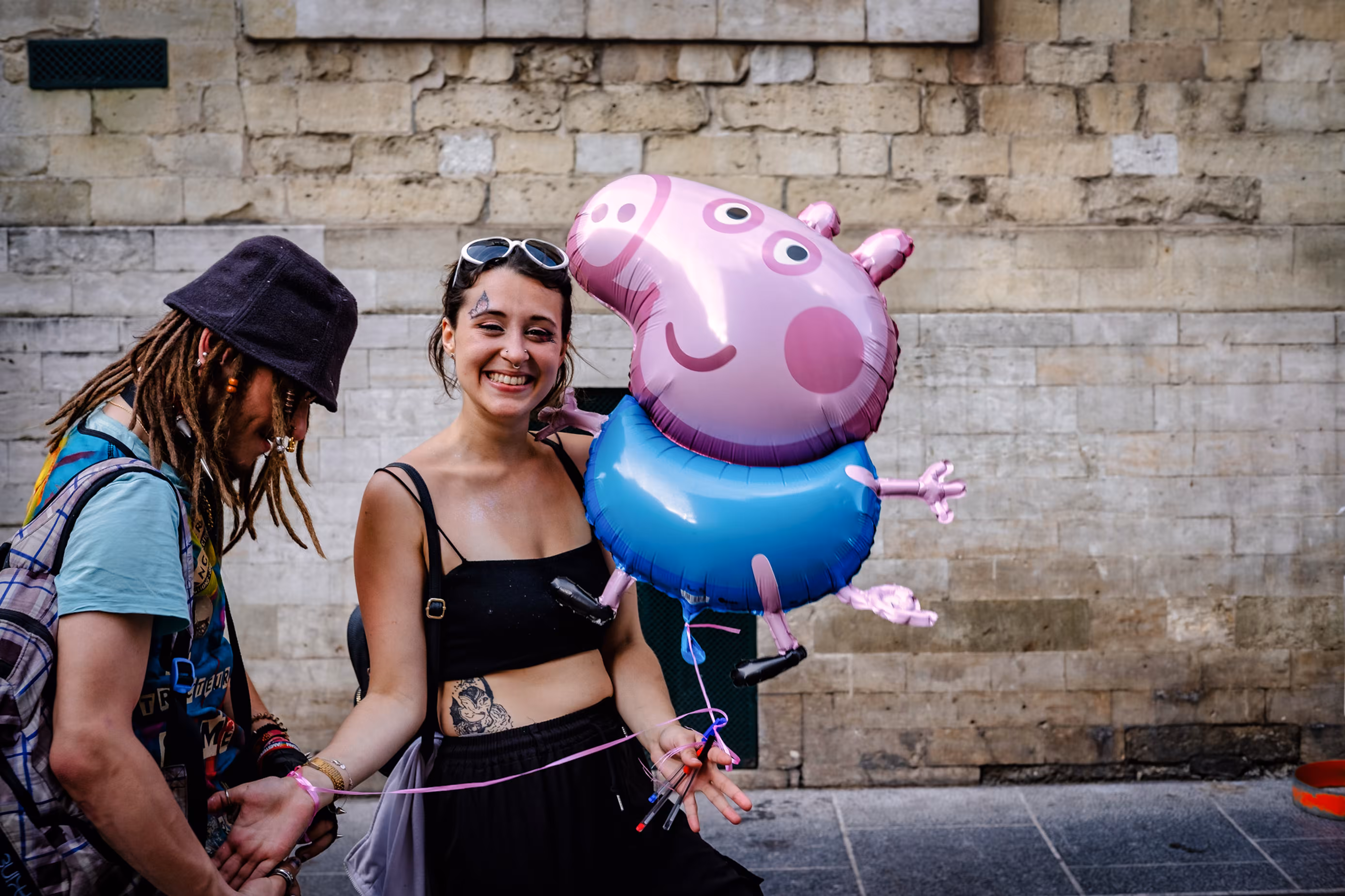 The happy girl and peppa pig