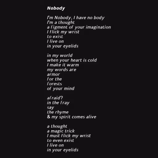 𝙉𝙤𝙗𝙤𝙙𝙮

𝘐'𝘮 ...