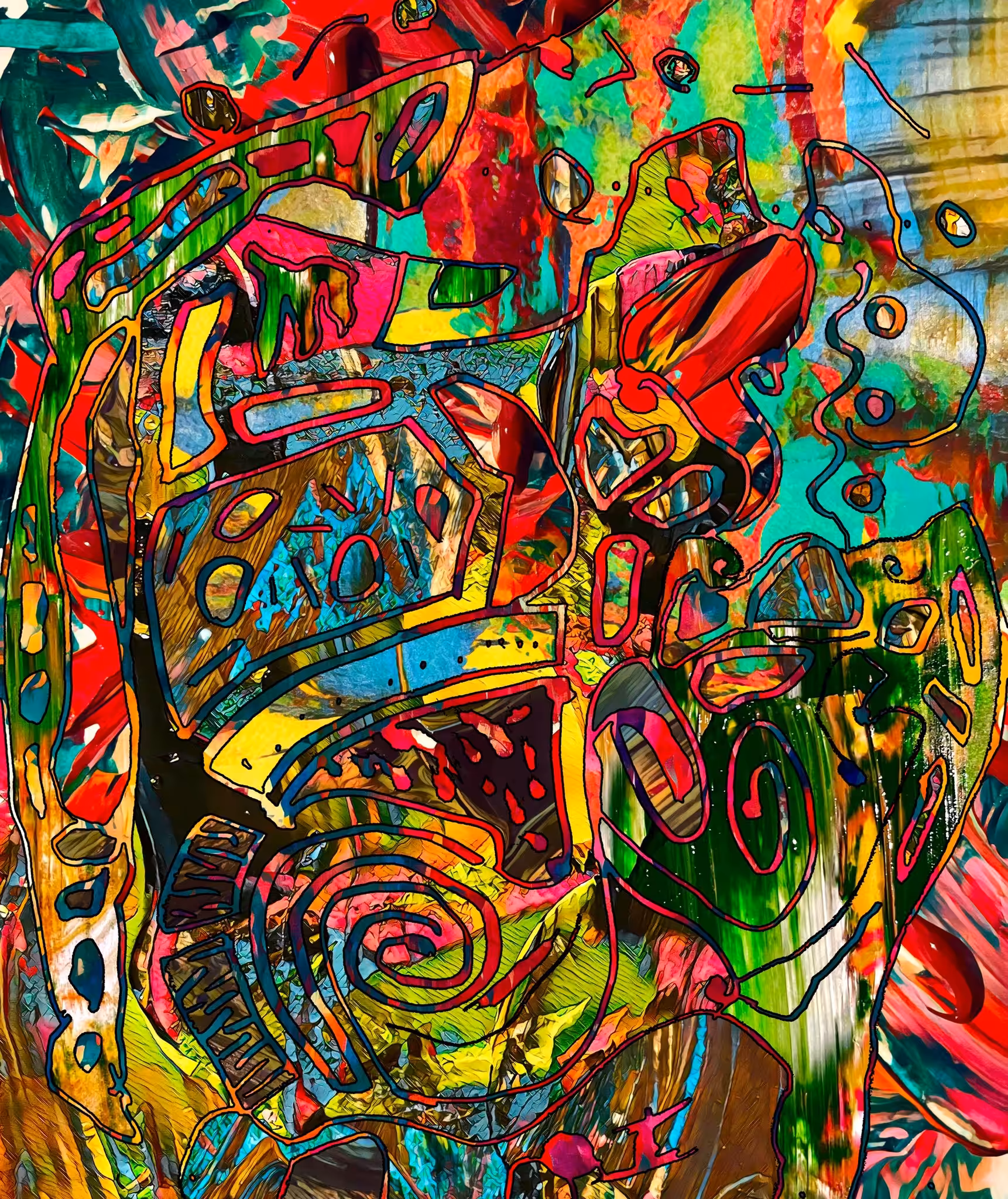 Scribble Pillow Bstract Art Collab