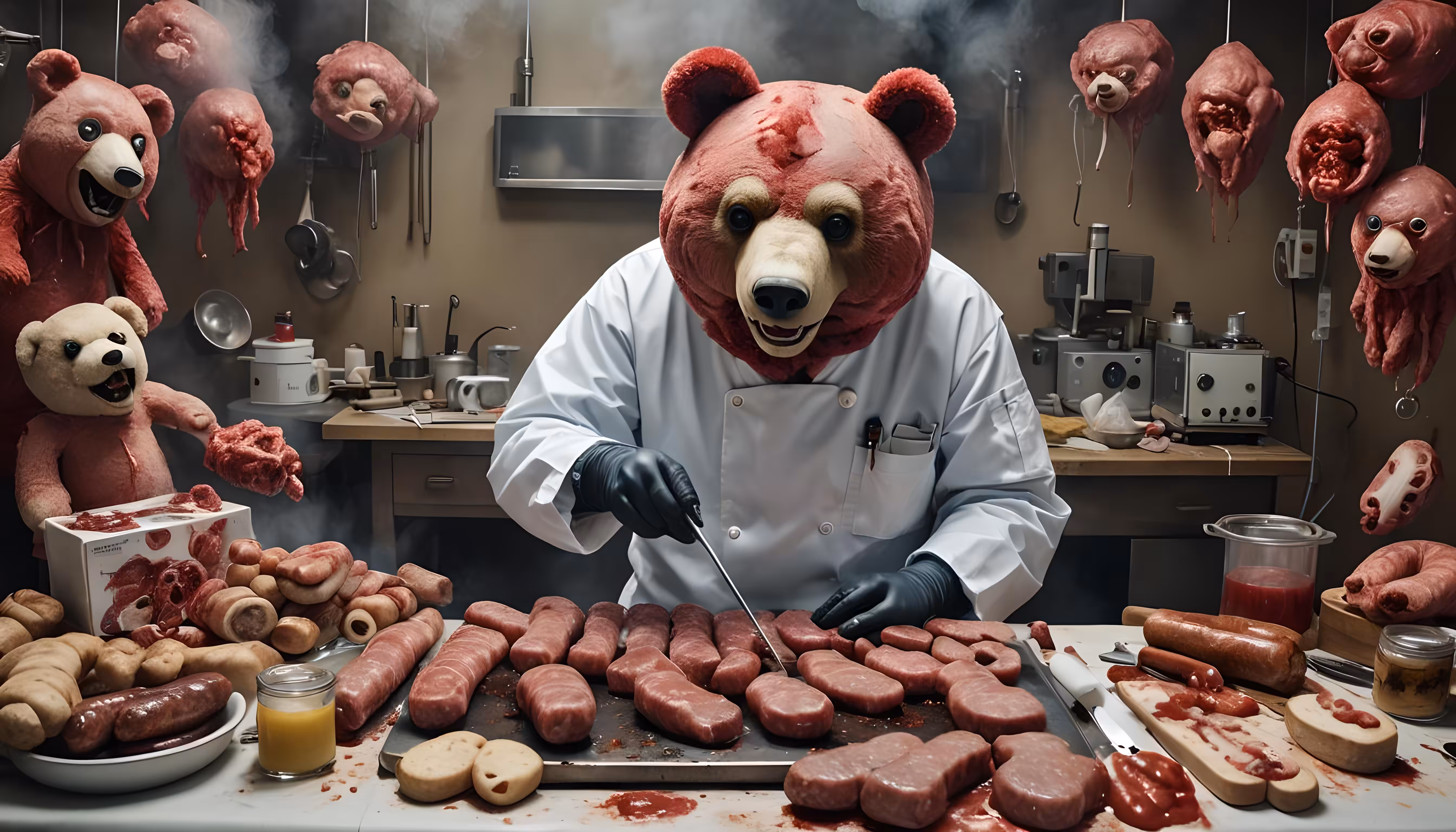 Surgeon Bear making dinner.
