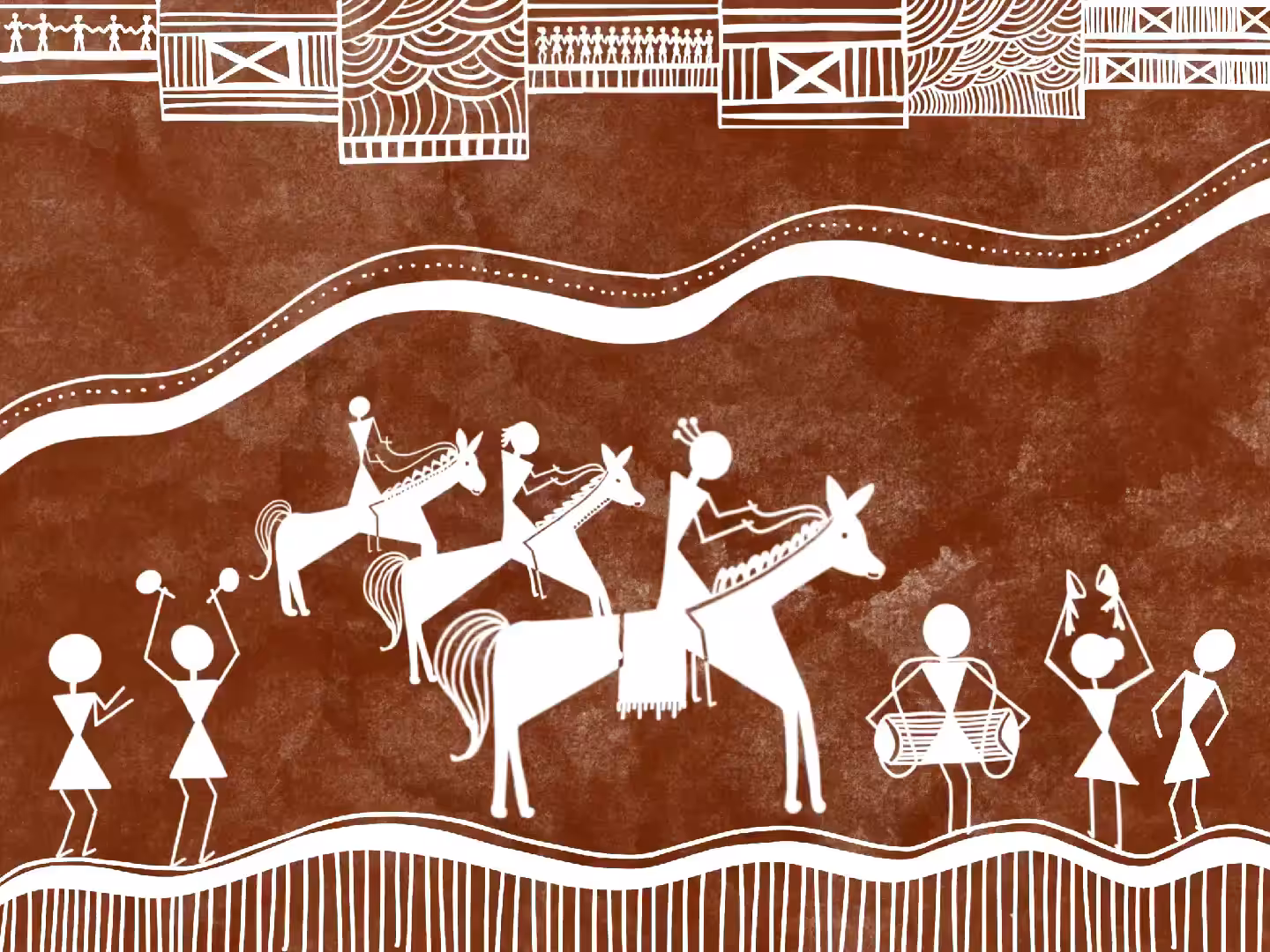The Bridegroom Procession : Warli Three