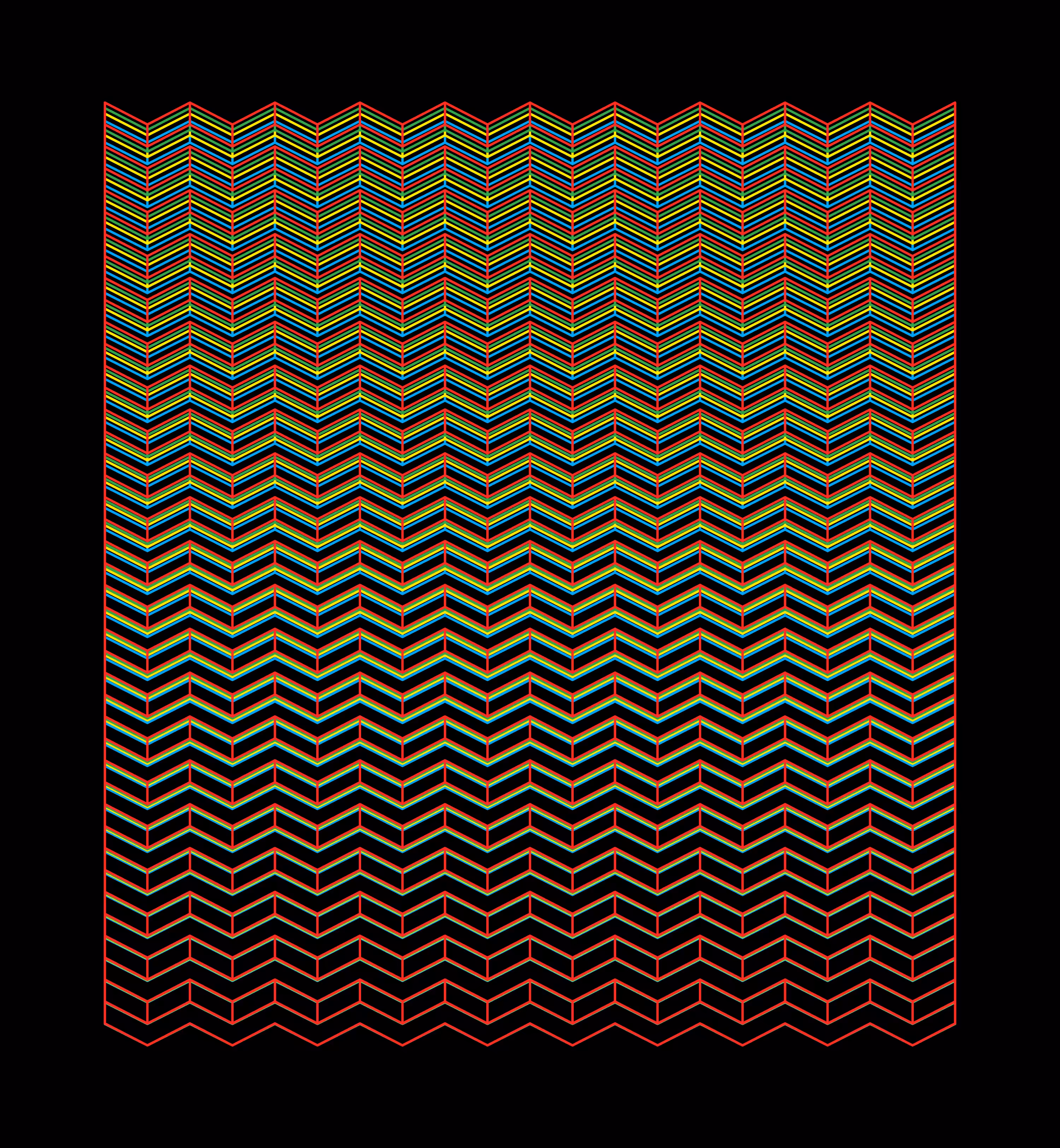 Moire Grid: Line Stack 1: Black Blue Yellow Green Red