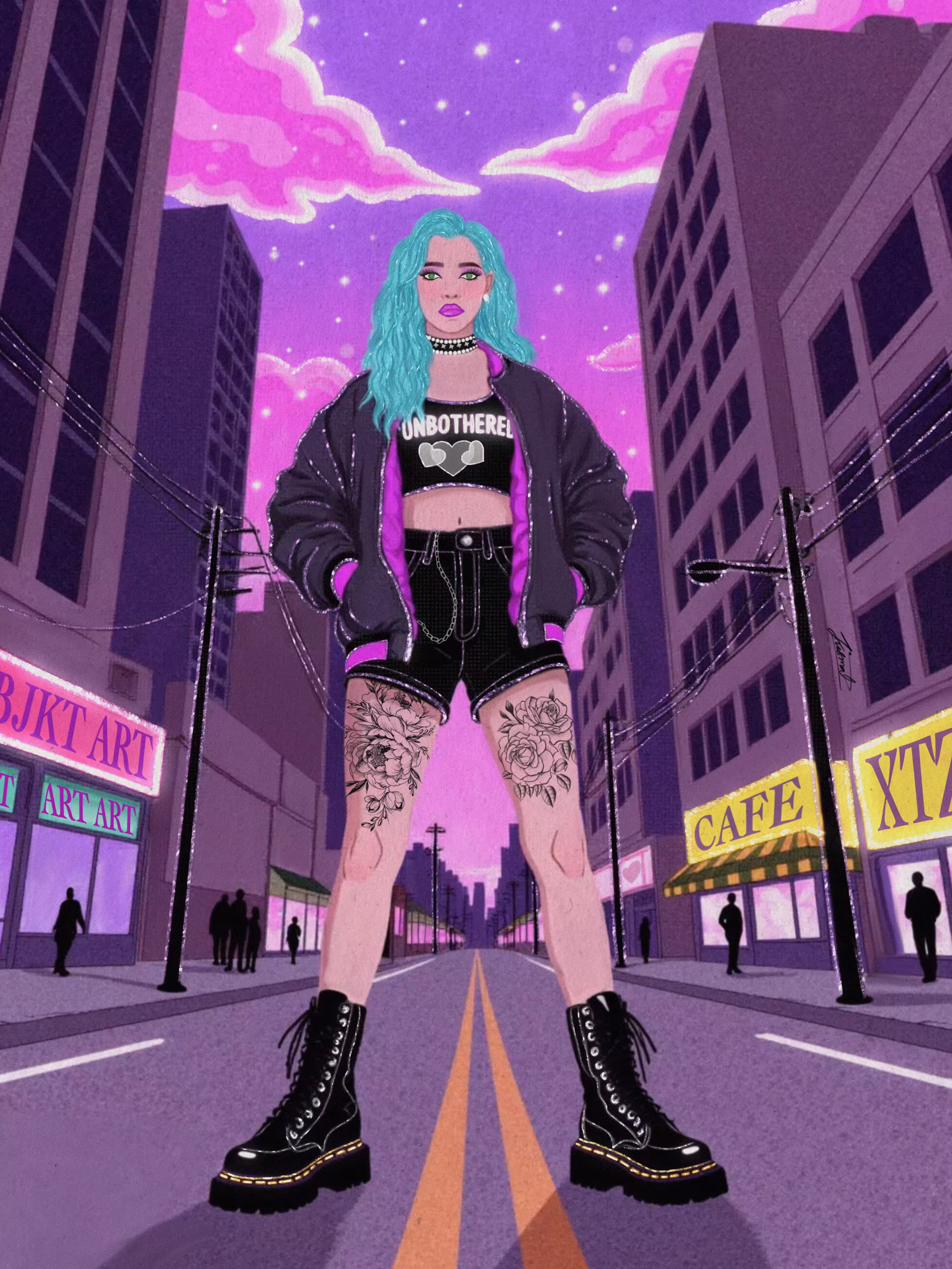 Unbothered Under Neon Sky 💜