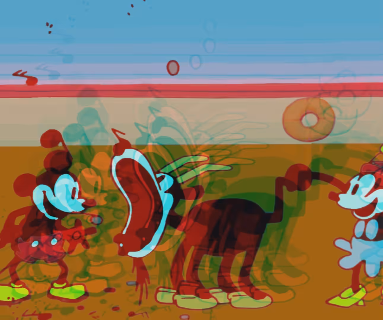 Crazy Mickey and Minnie on a boat