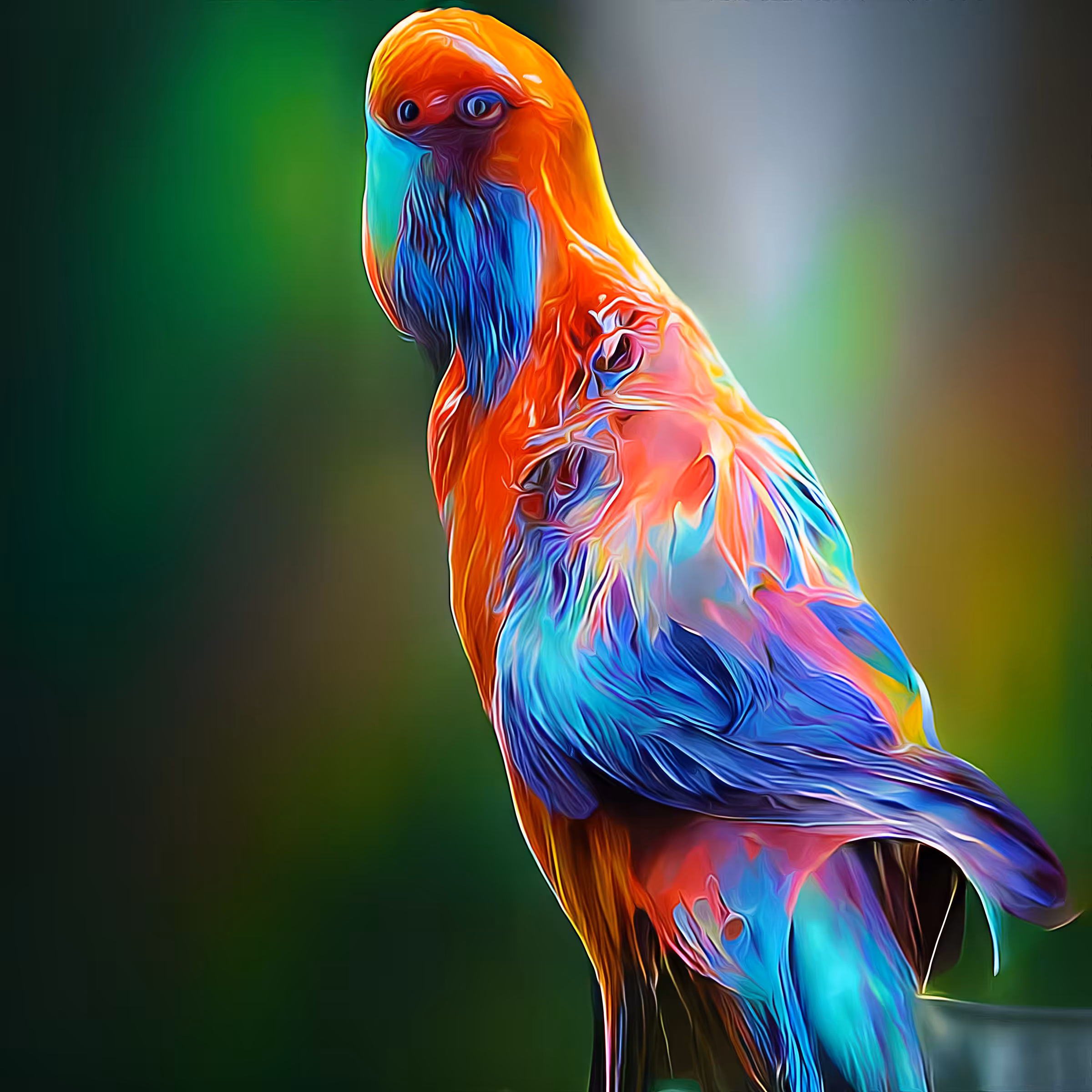AI-Colorful Macaw Looking Back