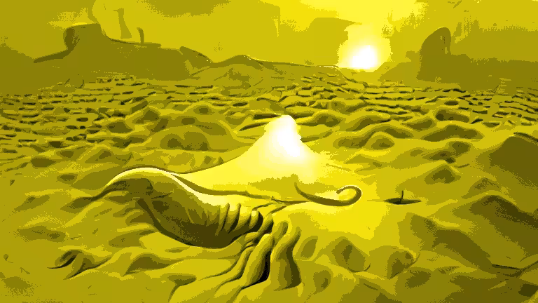 Arrakis the dune planet with crawling sand worms | Moebius | volumetric lighting volumetric fog (pixray_genesis)