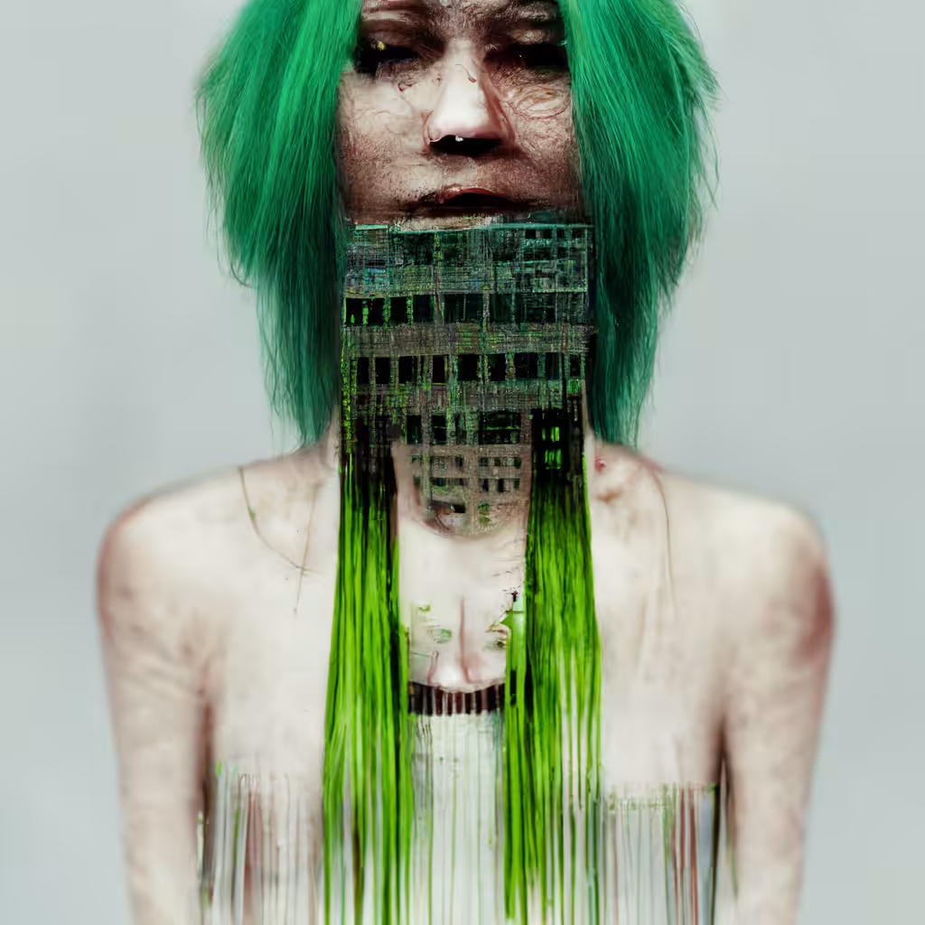 Green Glitchy Womxn