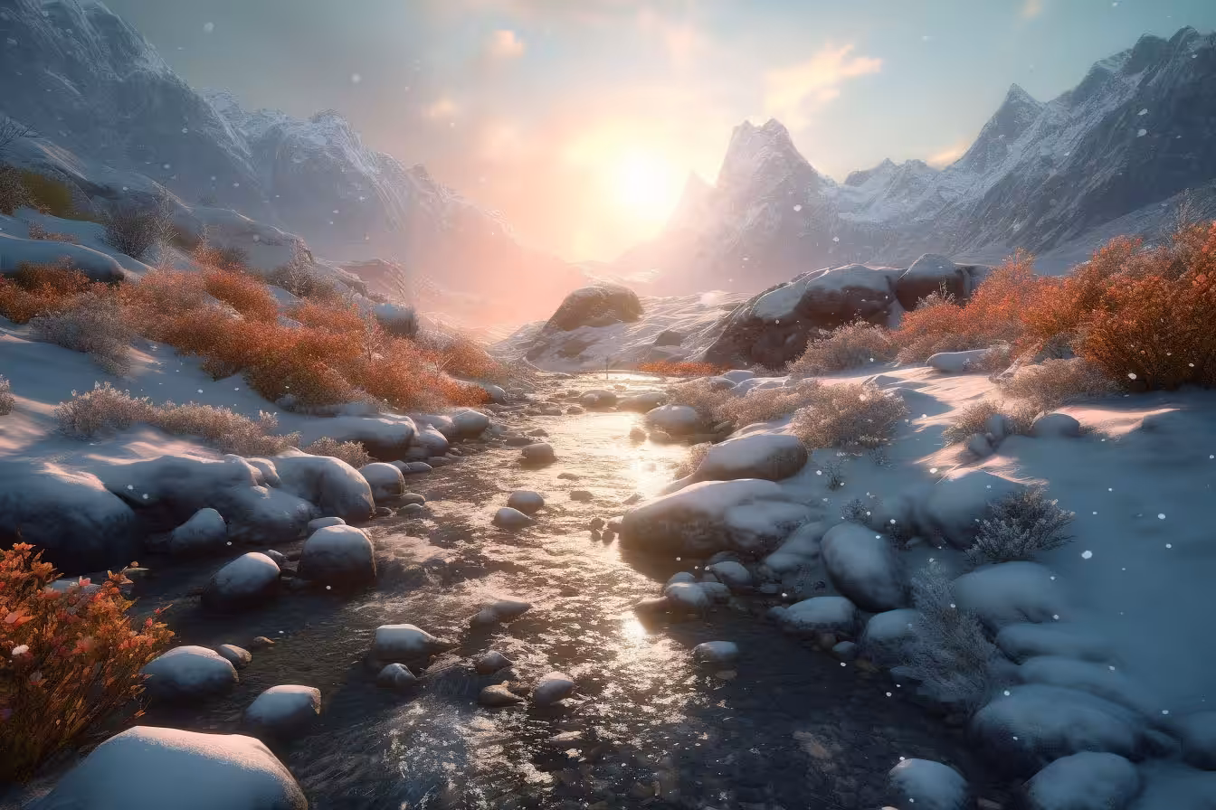Snow Mountains and Streams 1