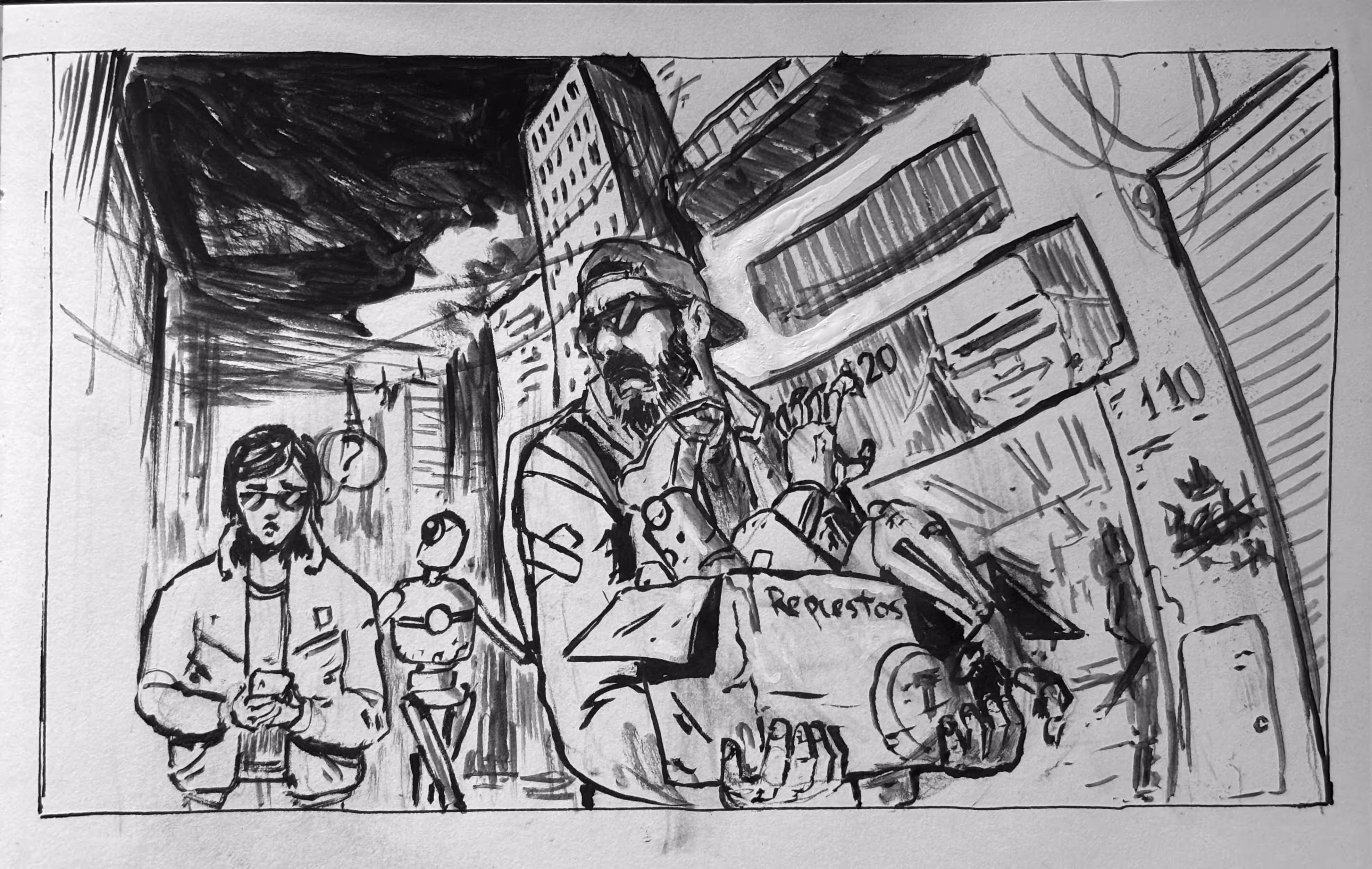 INKTOBER 2025: Cyberpunk Chronicles: Heavy