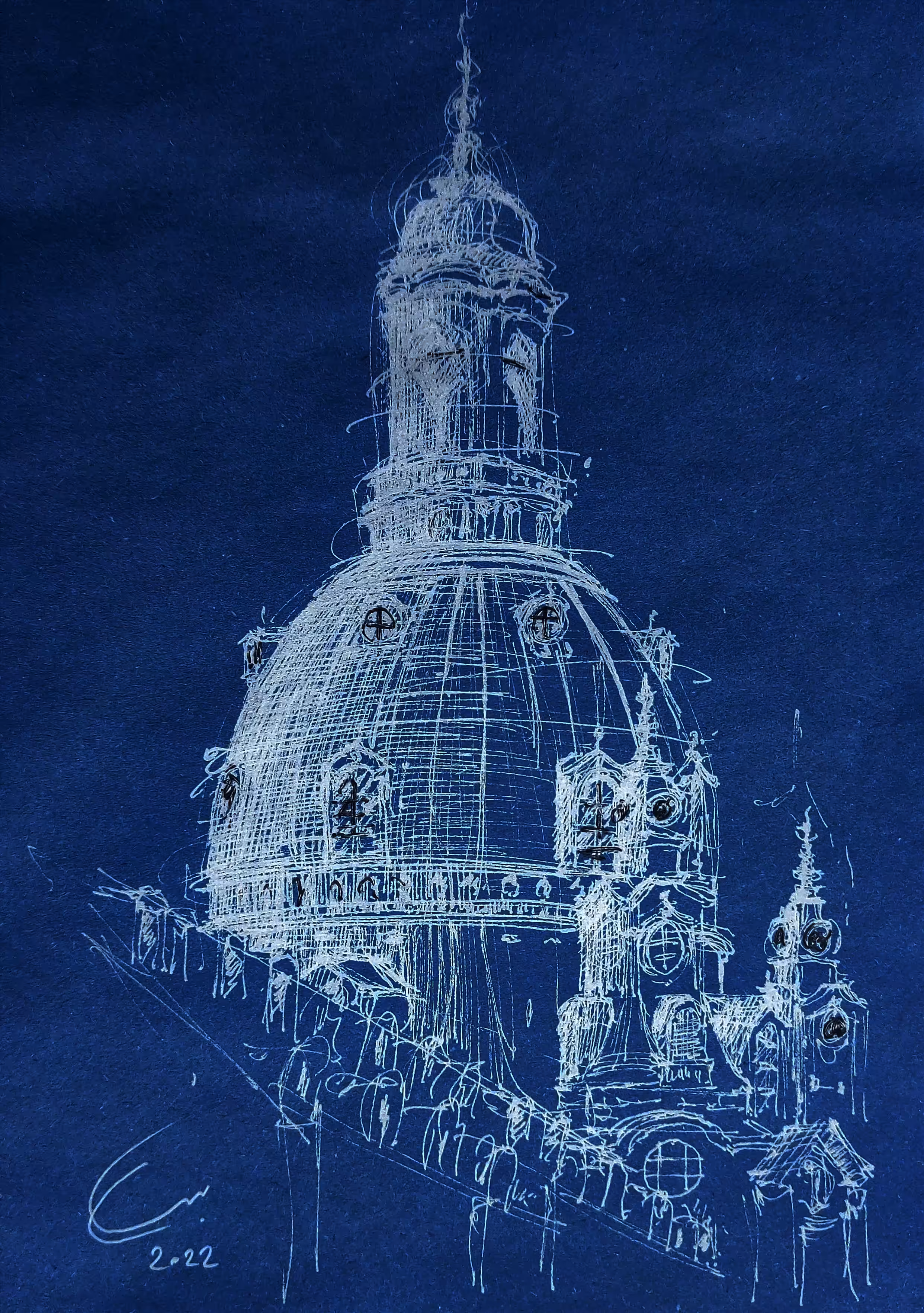 Dresden dome in night