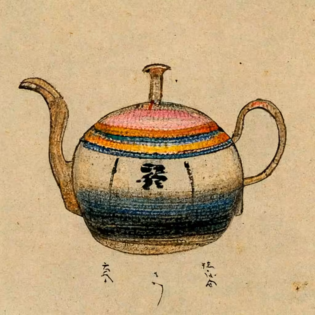 colored clay ushirode kyūsu (後手急須)