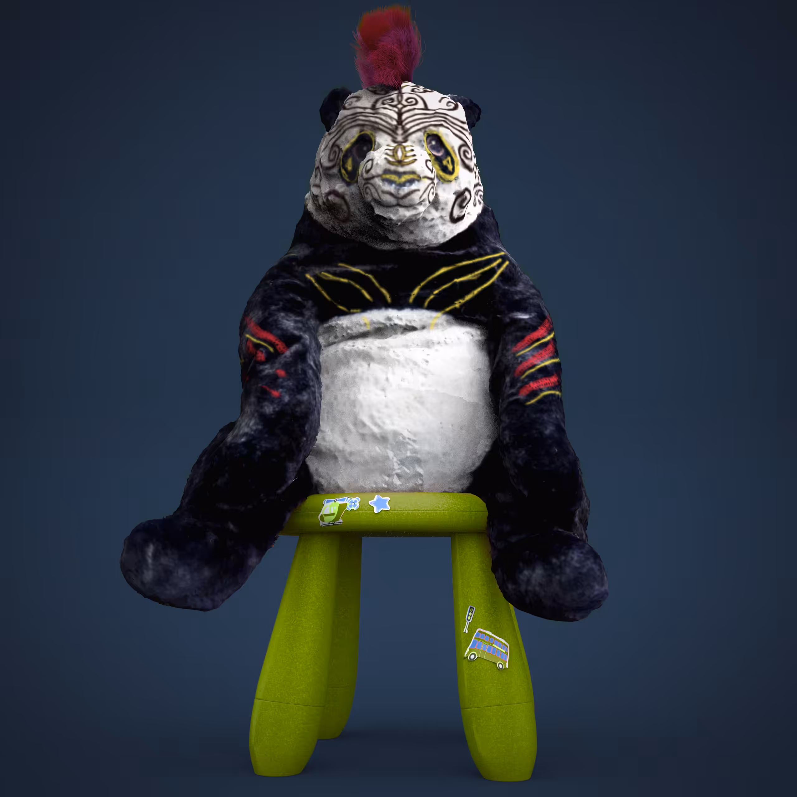 green maori panda warrior 