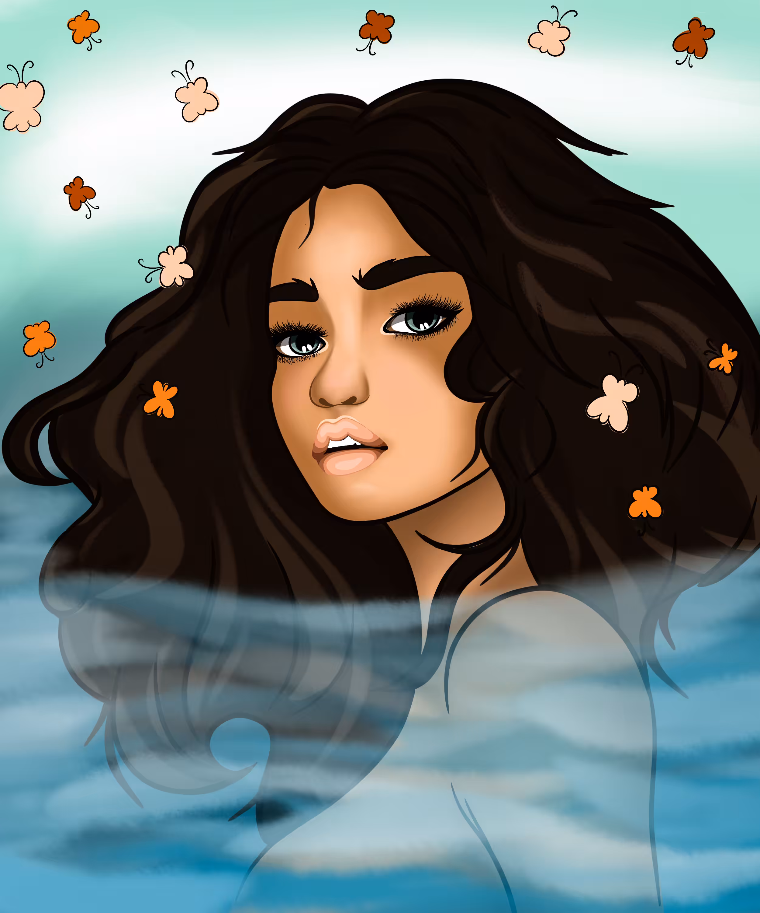 In azure water