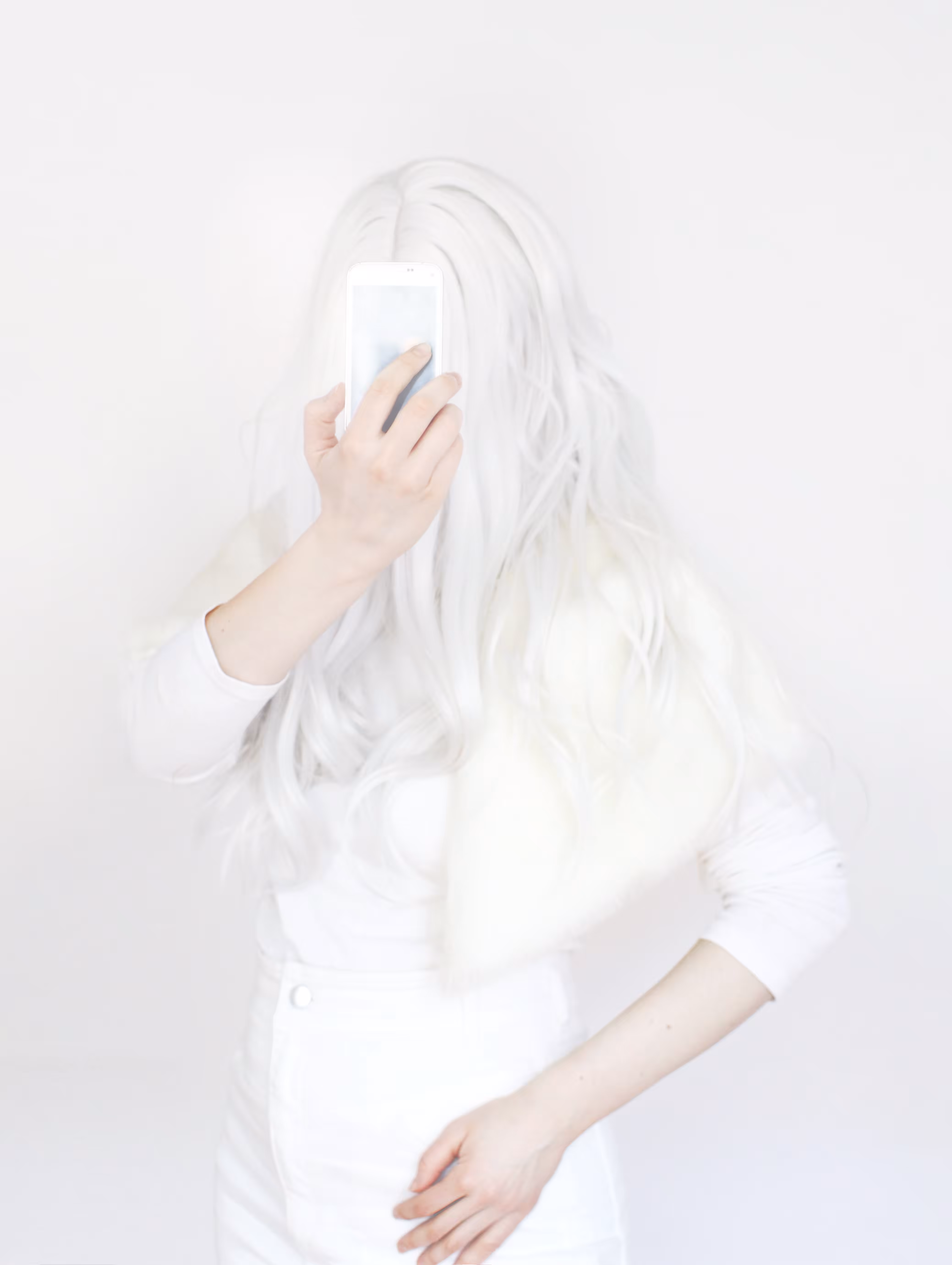   Self-portrait with White Hair: With Phone