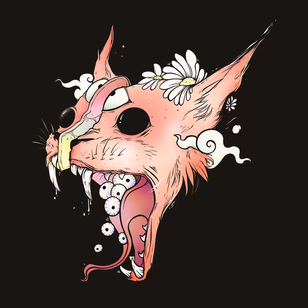A0132 Split Faced Wild Cat With Eyes #2