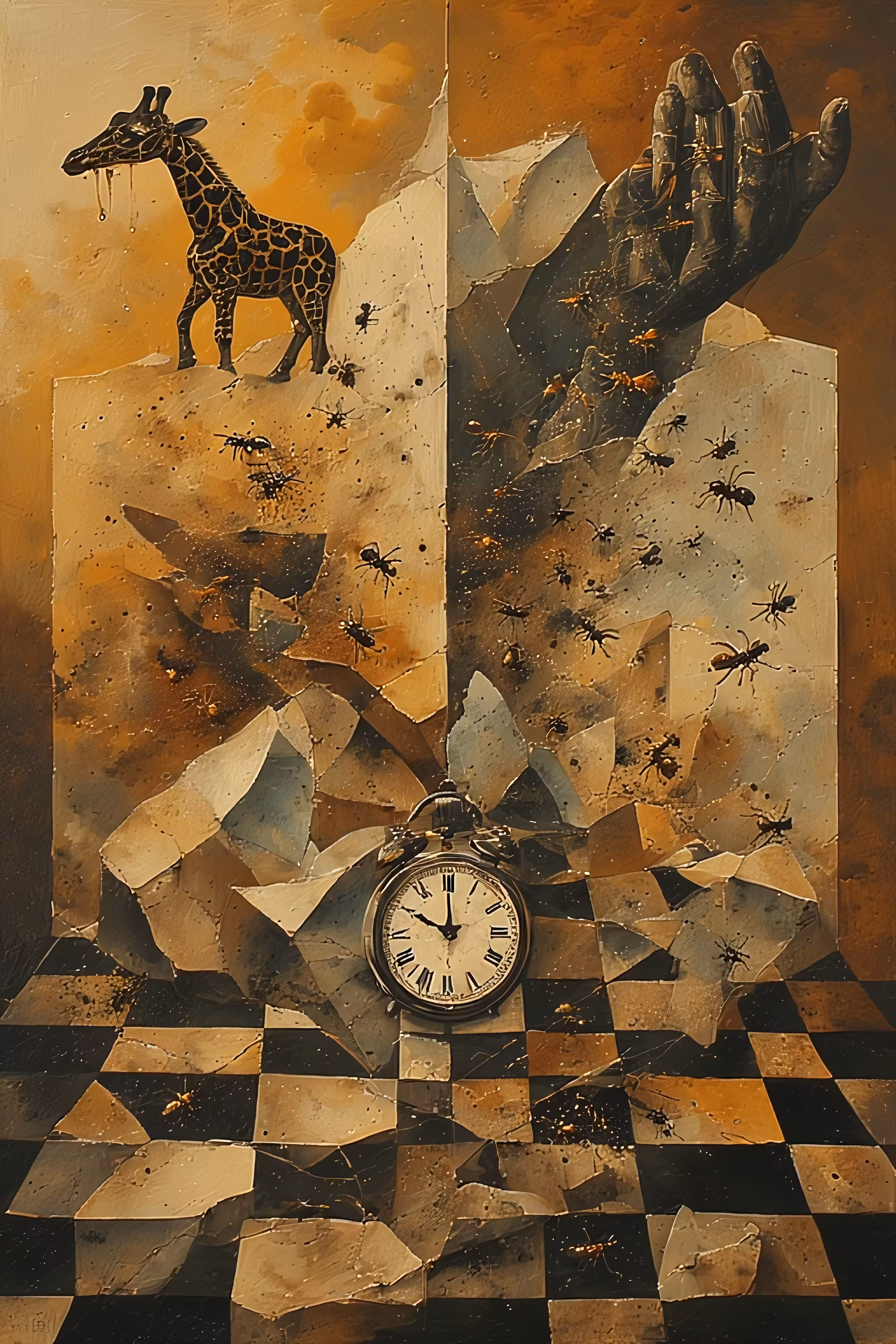 Time Shattered Between the Giraffe and the Hand
