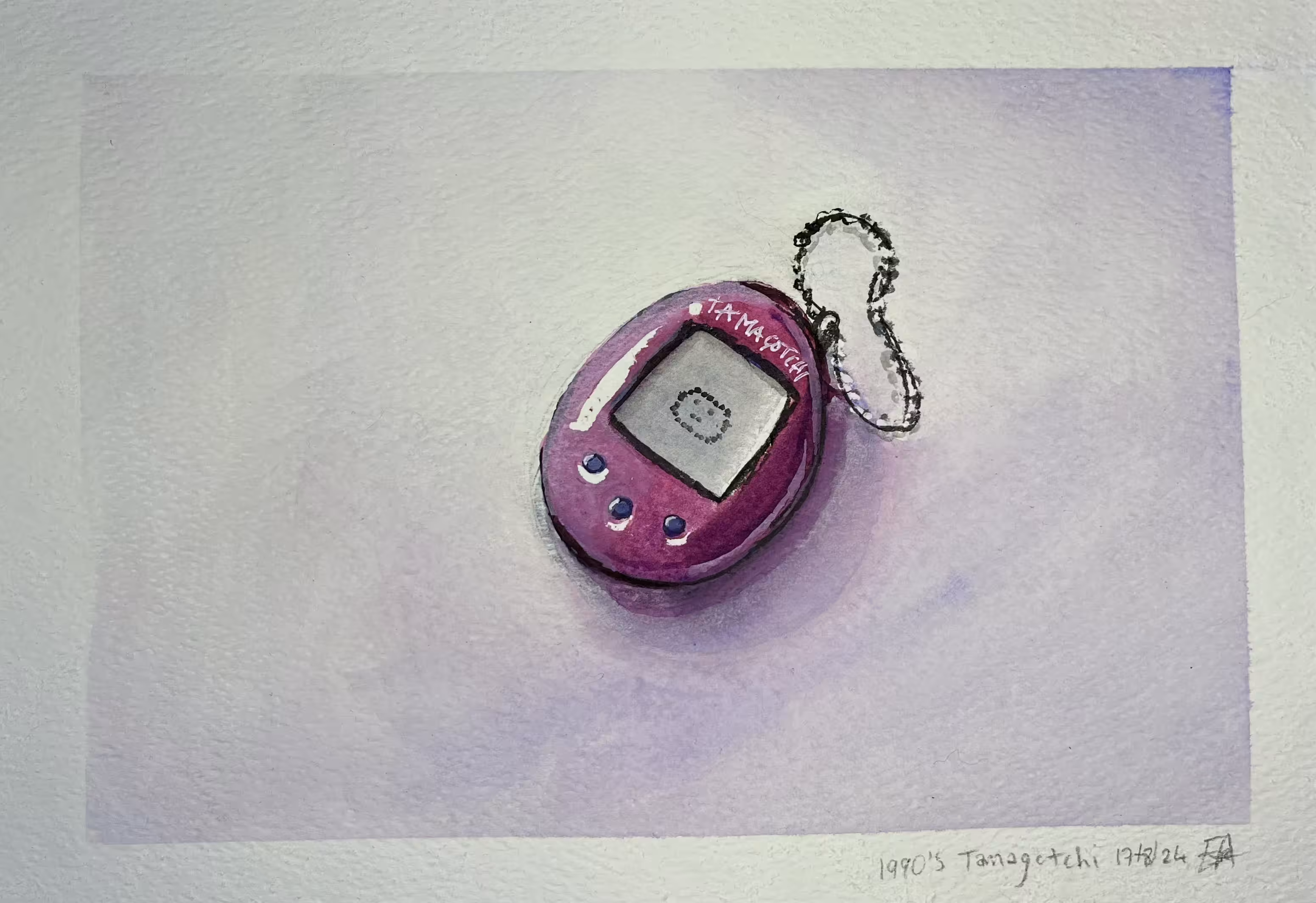 1990 Tamagotchi Watercolour Painting