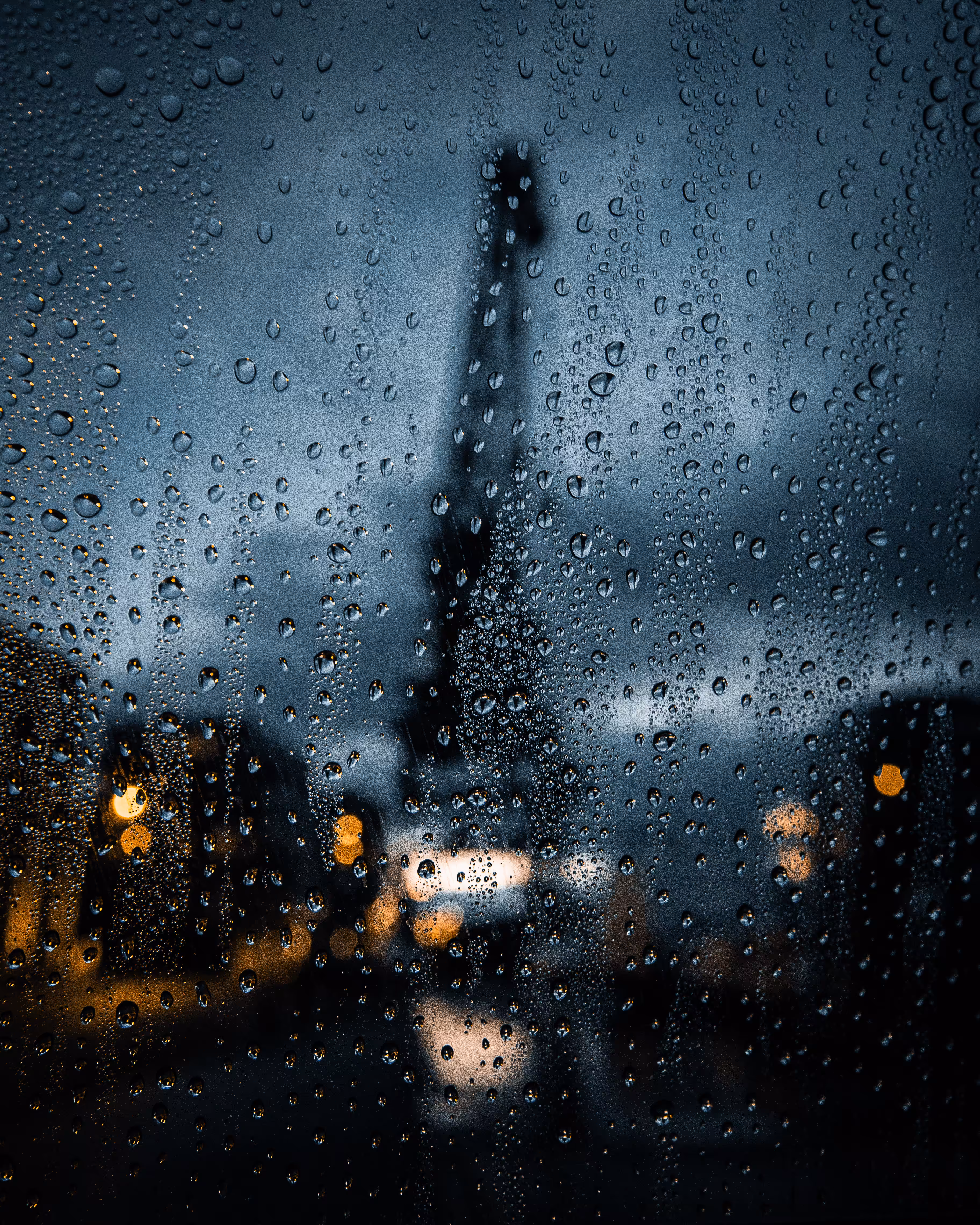 Moody rain droplets