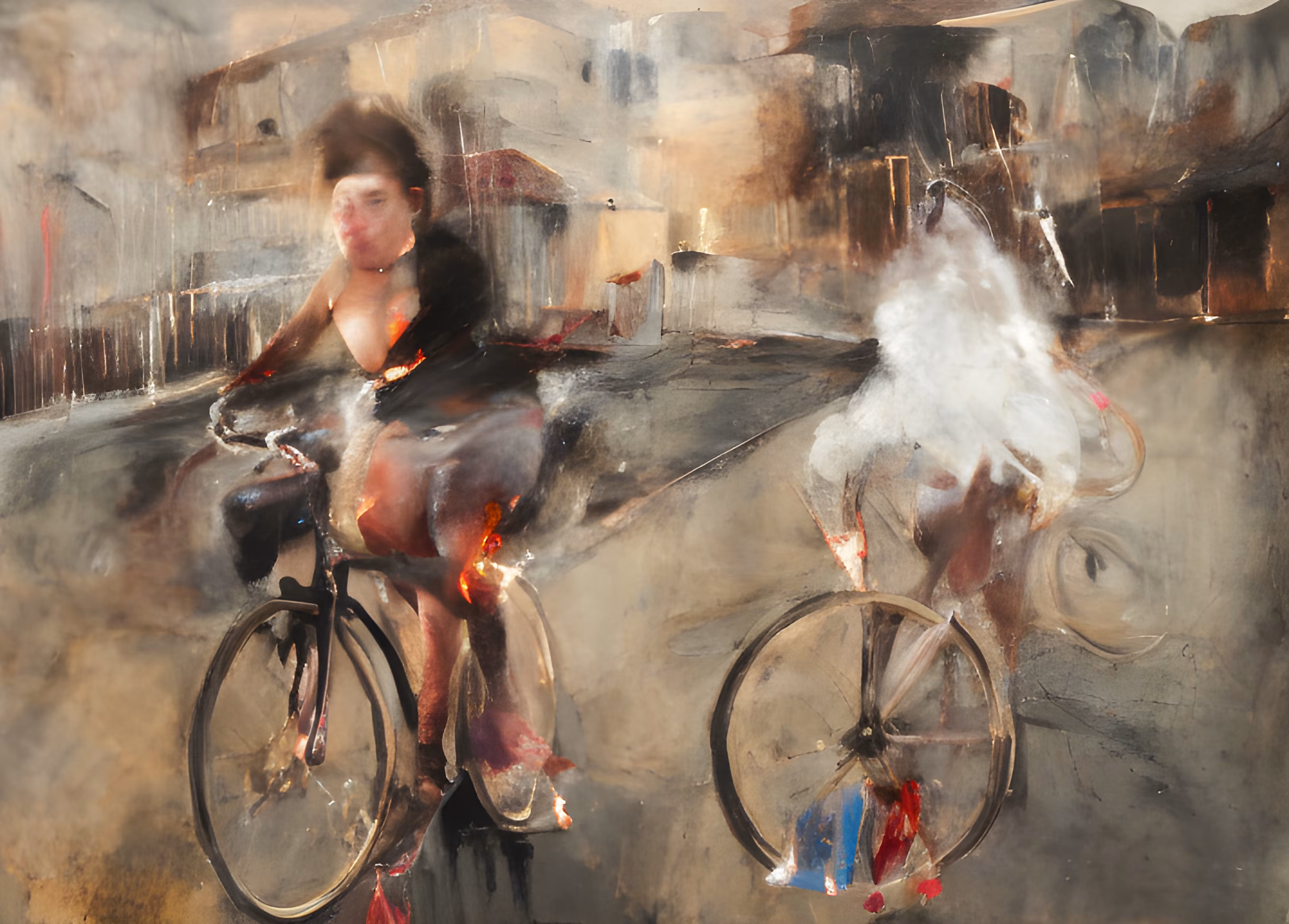 a woman on a bicycle