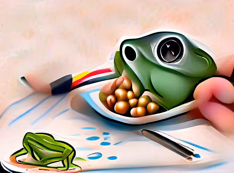 Abraham's First Works: A little frog eating a bean