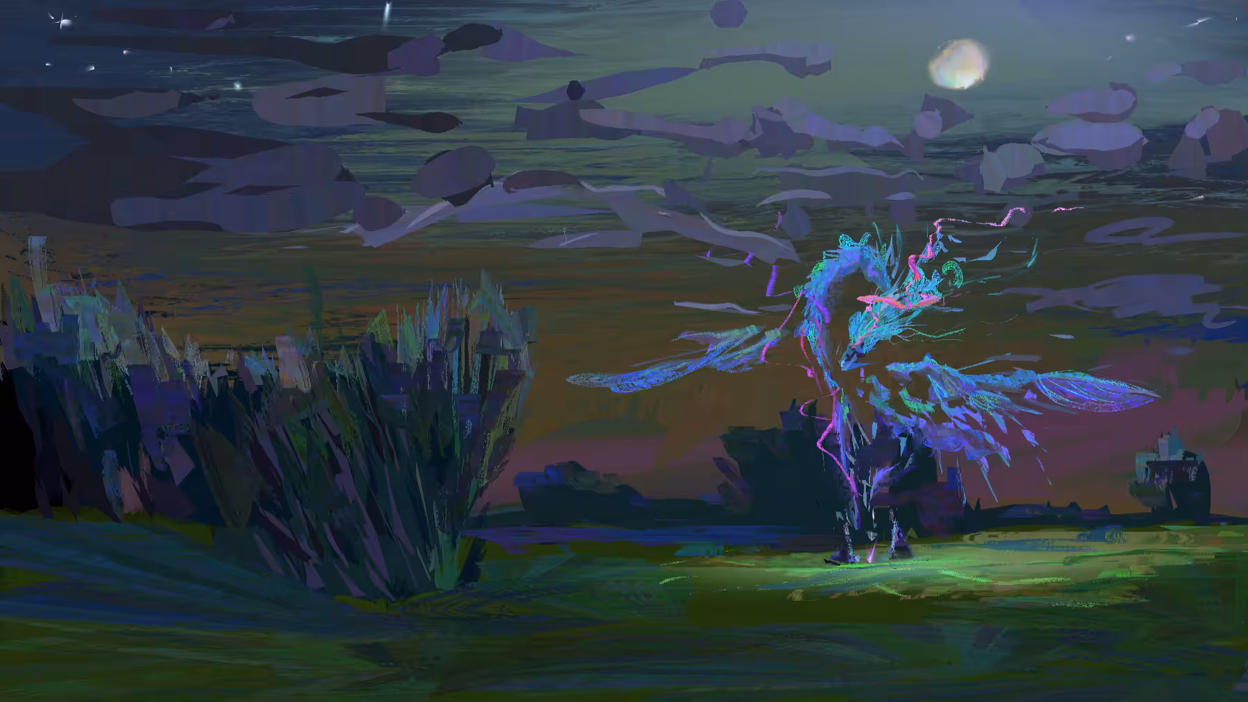 Rising to moon 