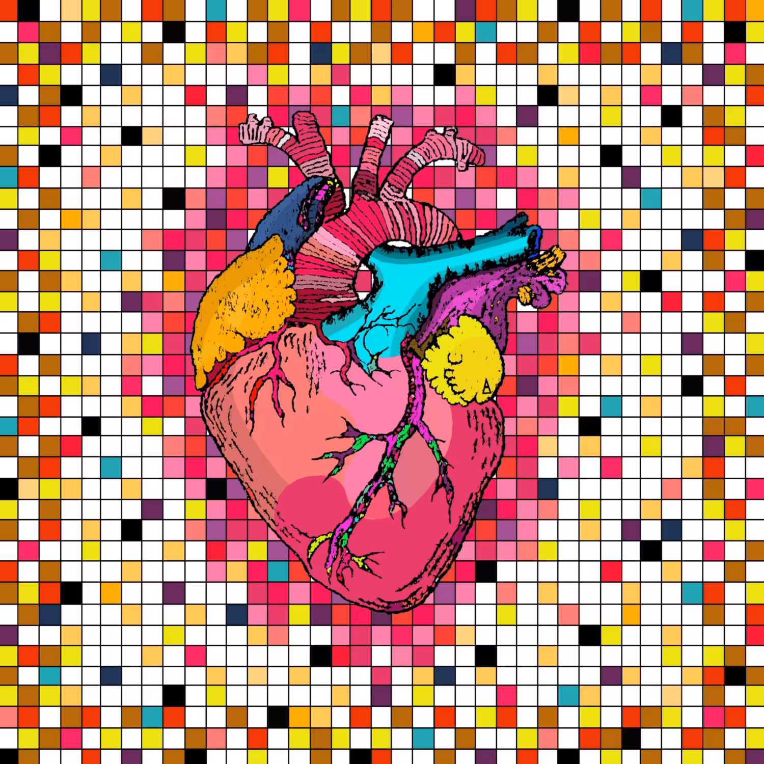 heart and pixel flies