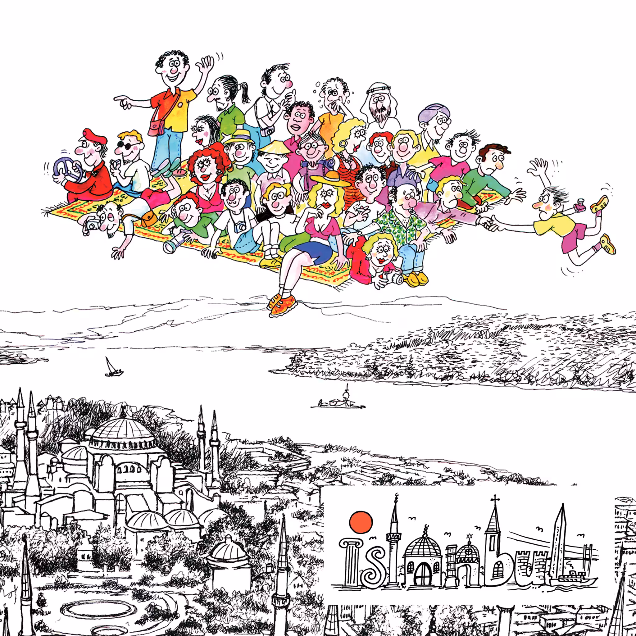 Tapa Cartoons - Flying Carpet over İstanbul Old City