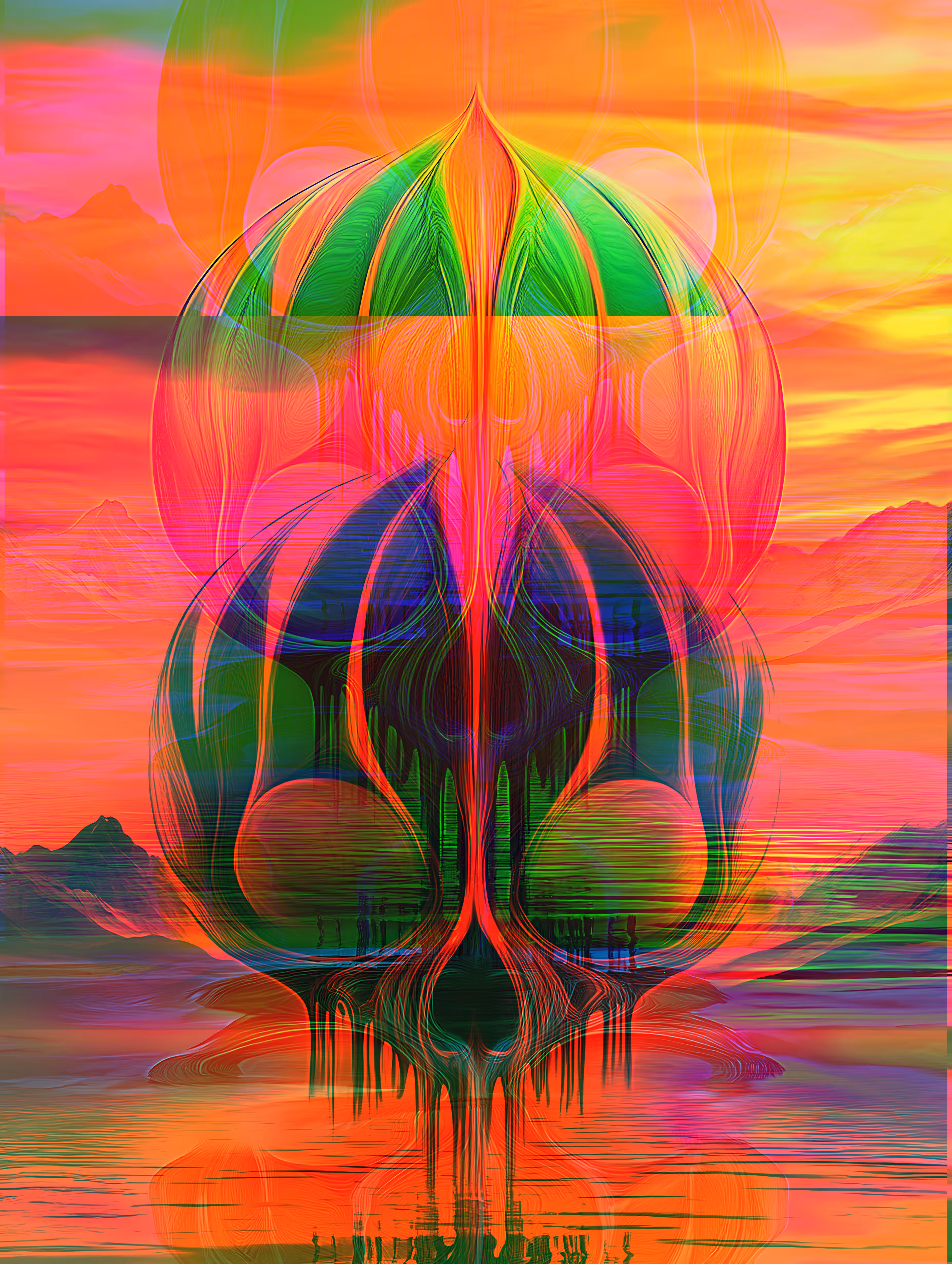 RGB Lotus Skull