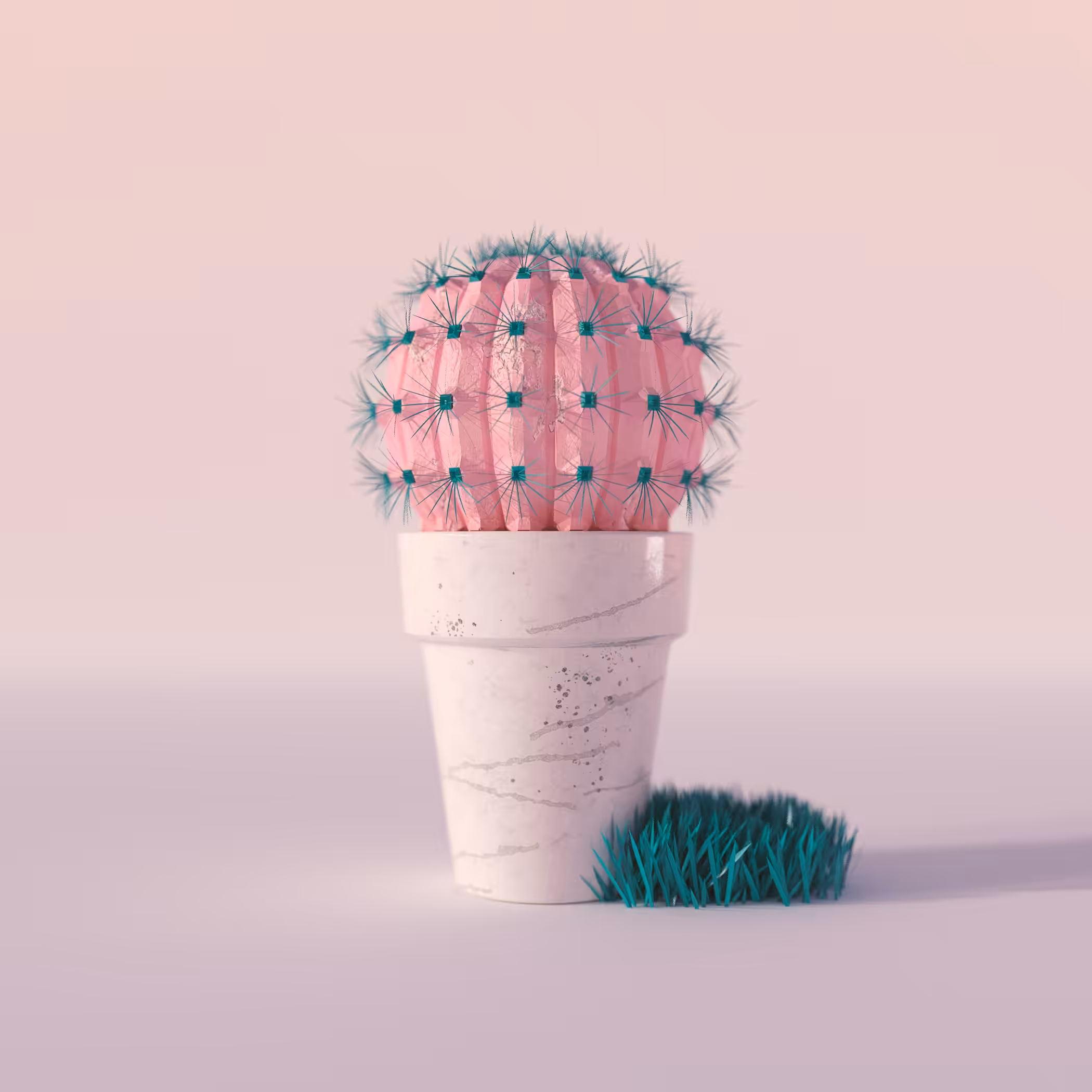 Painted Concrete Cactus