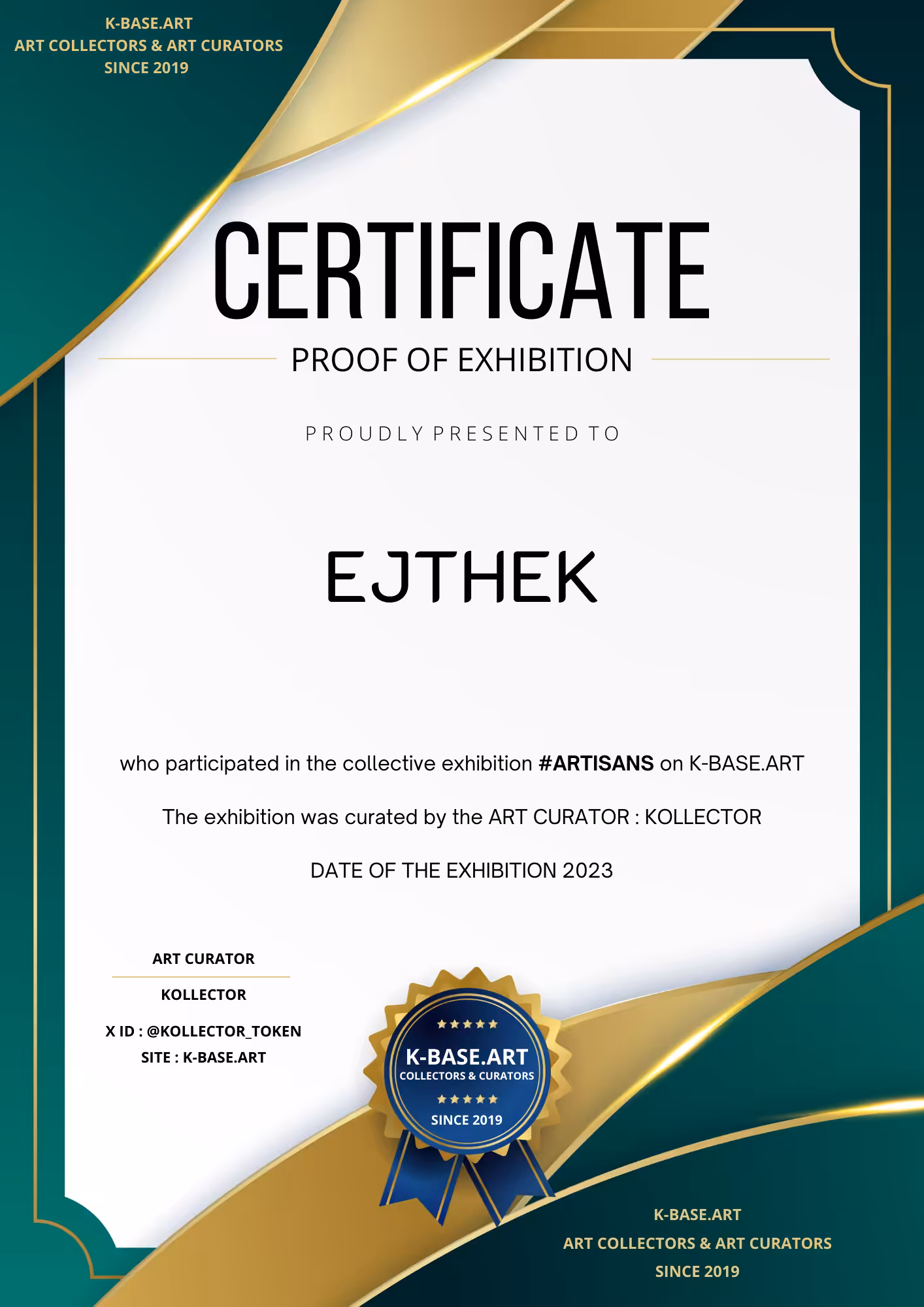 EJTHEK EXHIBITION CERTIFICATE